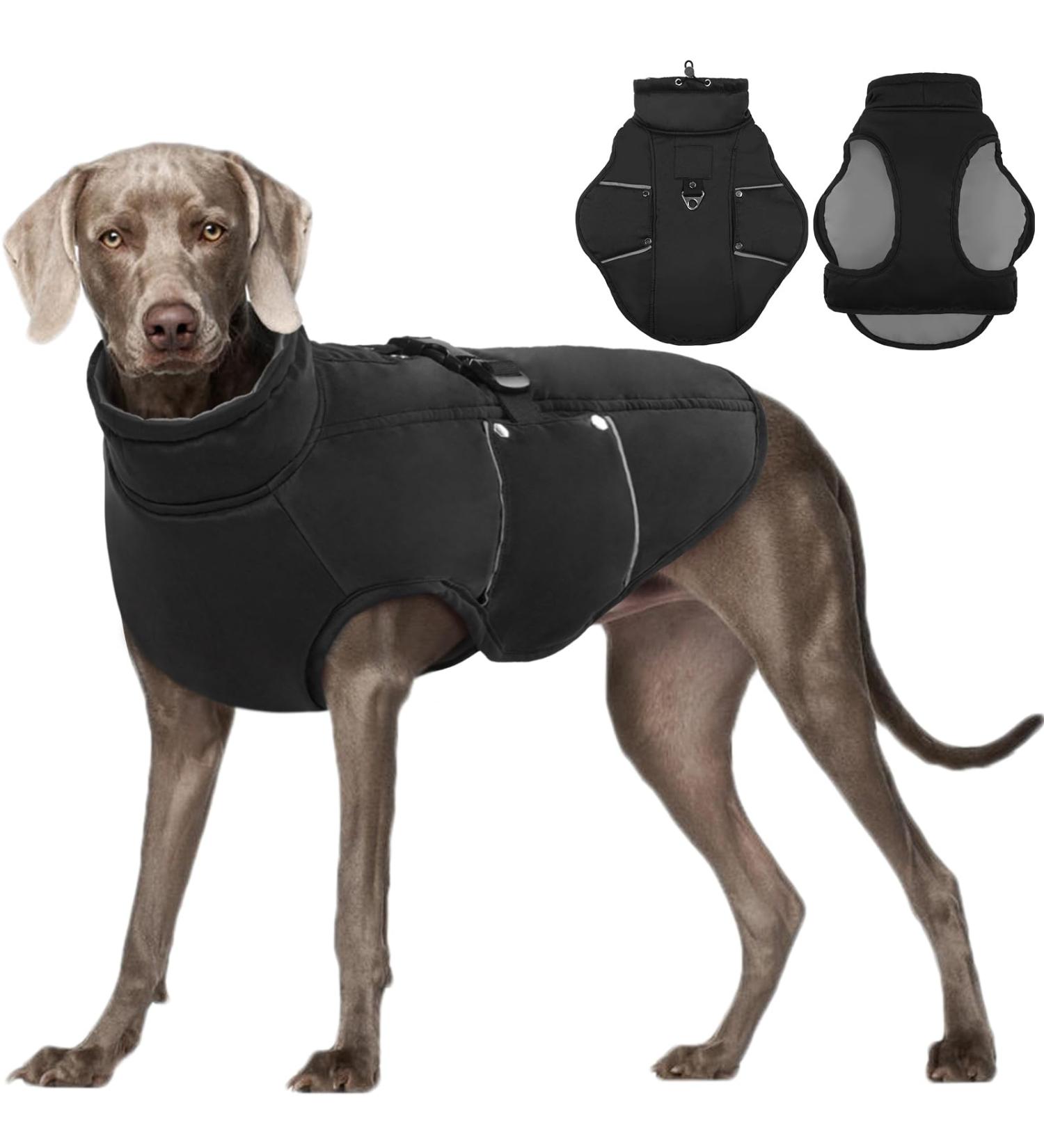 Kuoser Winter Dog Coat - Reflective XL Jacket for Large Dogs | Warm Durable Outdoor Gear in Black & Gray - Buy Online on GoSupps.com