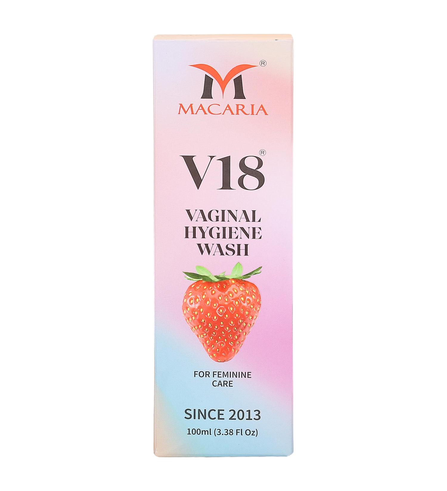 V18 Vaginal Feminine Wash - Antibacterial Intimate Hygiene pH Balance Tea Tree Oil & Strawberry Scent - Odor Protection for Women - Buy Online on GoSupps.com