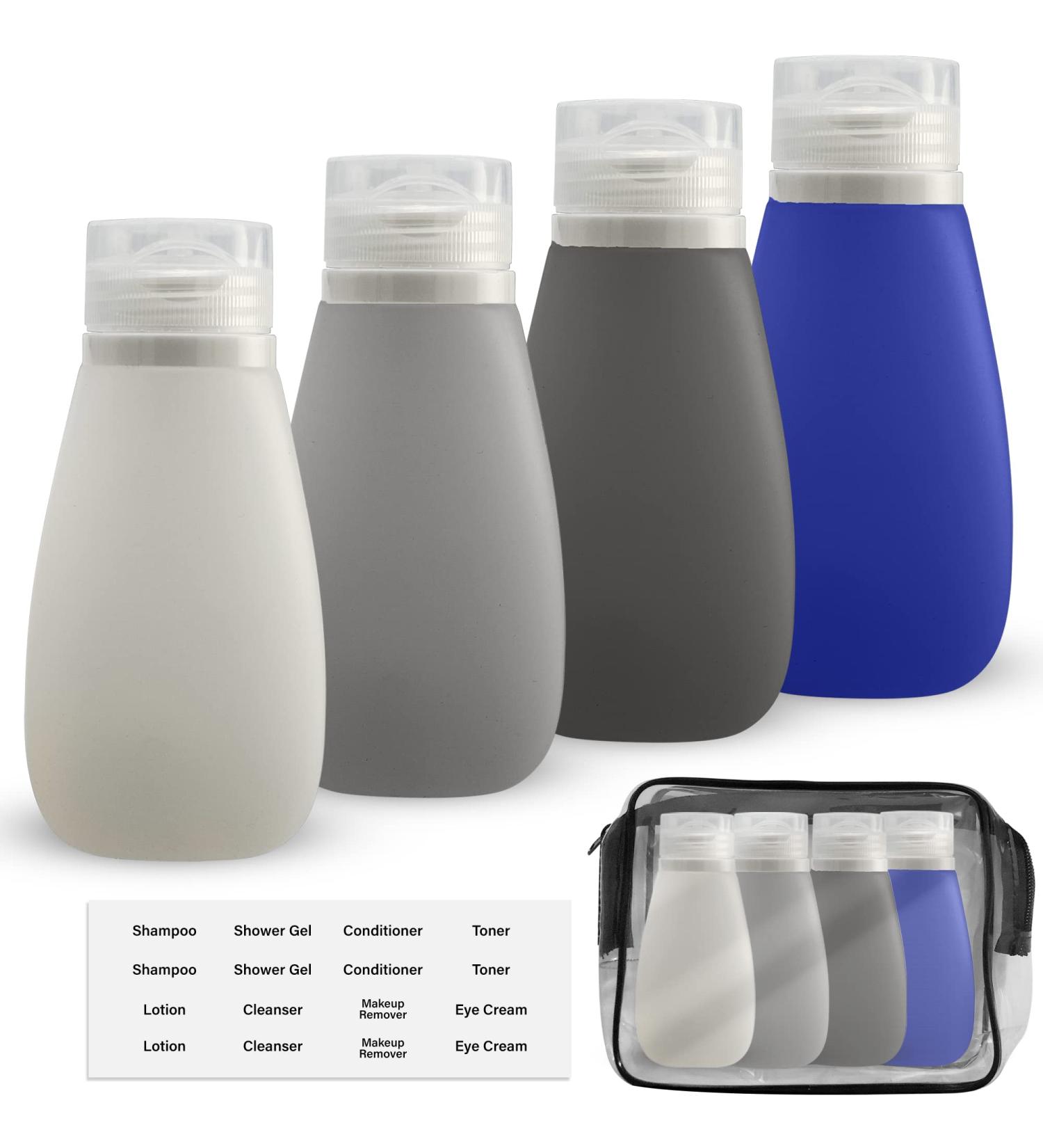 LYOB Leak Proof Silicone Refillable Travel Squeeze Bottles 3oz (90ml) - TSA Approved Toiletry Containers (4-Pack) - Buy Online on GoSupps.com
