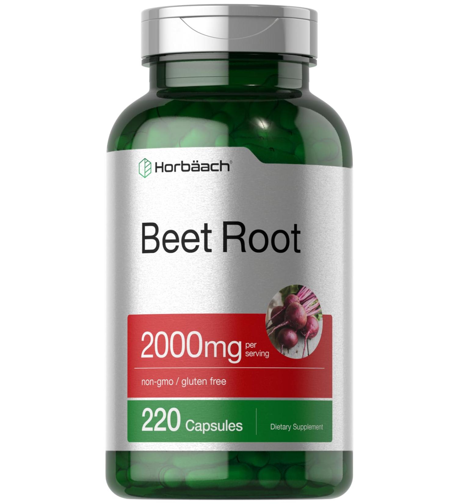 Horb ach Beet Root Powder Capsules | 220 Non-GMO Gluten Free Pills | Herbal Extract Supplement for Energy & Wellness - Buy Online on GoSupps.com
