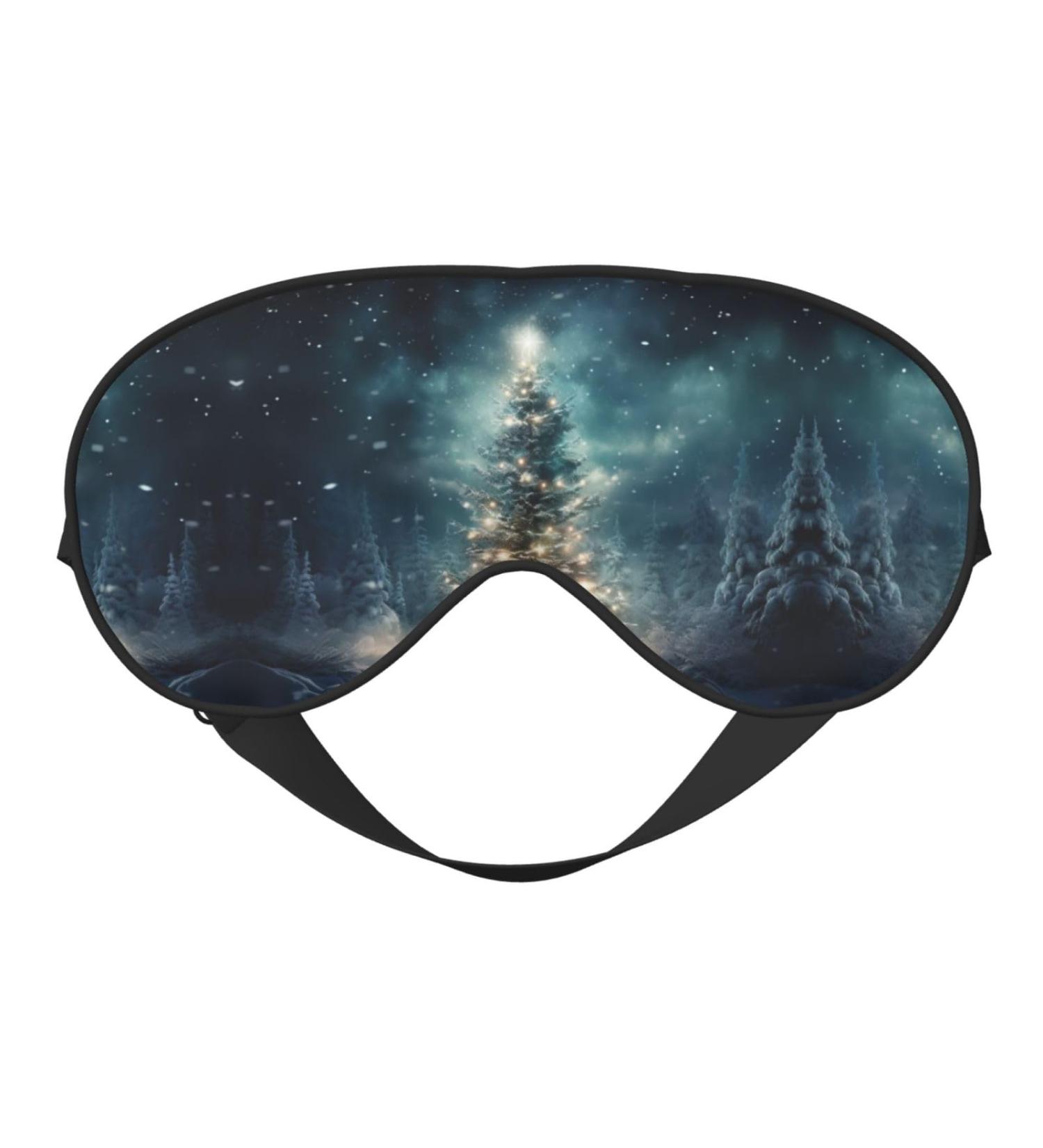 Buy SSIMOO Christmas Tree Snow Sleep Mask | Adjustable & Breathable Eye Mask for Comfort | Fashionable Black Sleep Mask - Shop Now - Buy Online on GoSupps.com