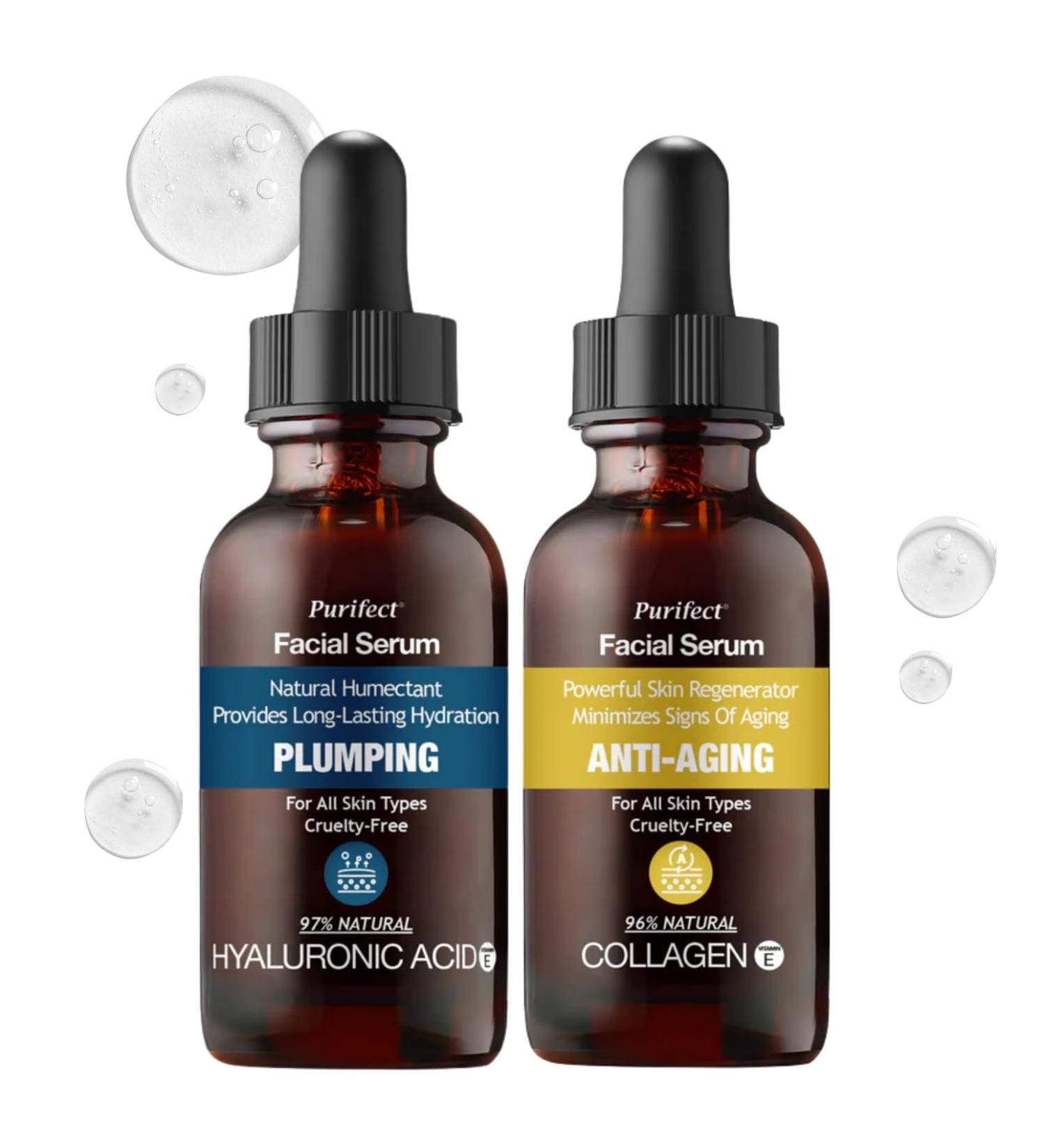 Purifect Plumping Pure Hyaluronic Acid Serum for Face Bundle with Purifect Collagen Anti-aging Facial Serum 30ml each by Symphony Beauty Hydrates Firms & Supports Skin Renewal Gift Set (2 Items) - Buy Online on GoSupps.com