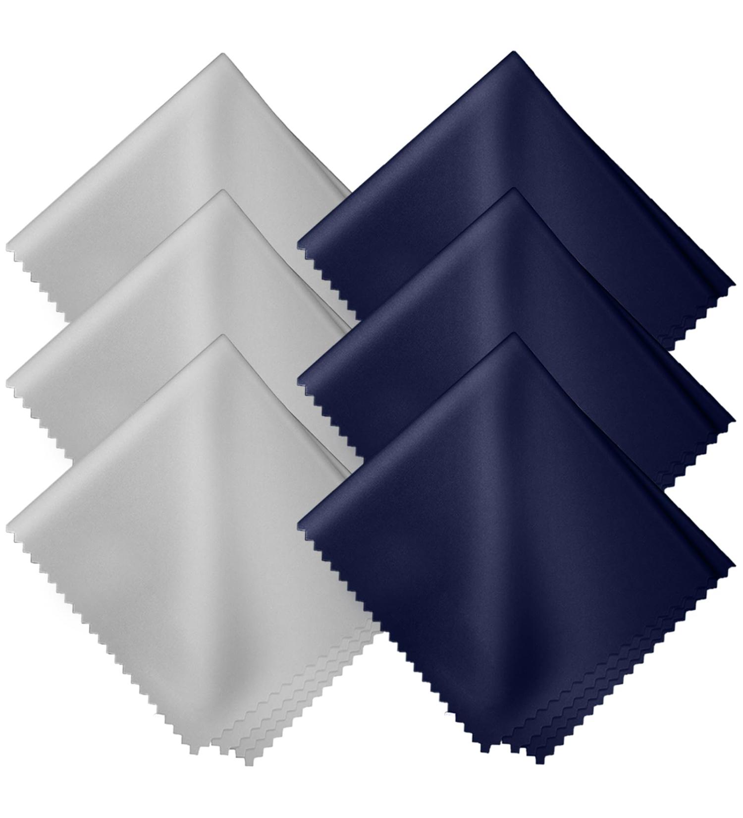High-Quality Microfiber Cleaning Cloths - 6 Pack (15x18cm) for Glasses Camera Lenses & Screens - Marine & Gray - Buy Online on GoSupps.com