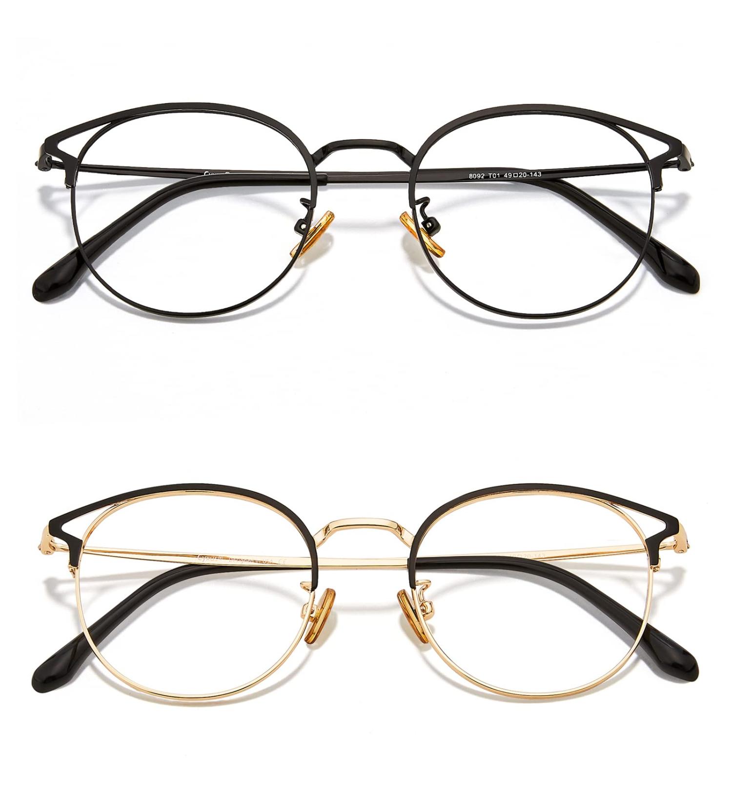 Cyxus Cat Eye & Round Vintage Blue Light Filter Glasses for Women - UV400 Anti-Harmful Protection - 2 Piece Set in Black & Black Gold - Buy Online on GoSupps.com
