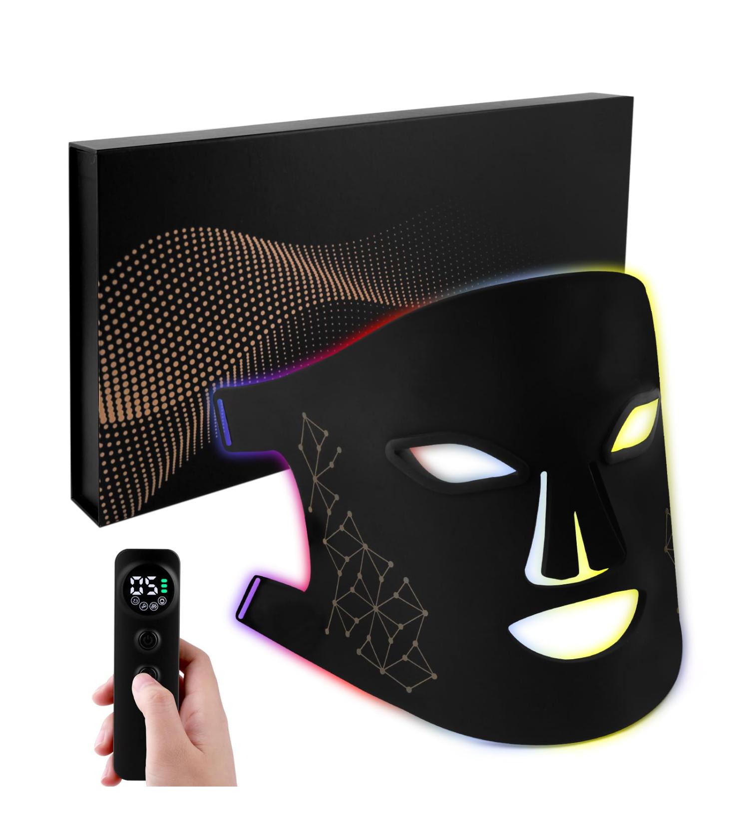 7 Color LED Red Light Therapy Mask - Anti-Aging Portable Facial Skin Care with Remote Control - Buy Online on GoSupps.com