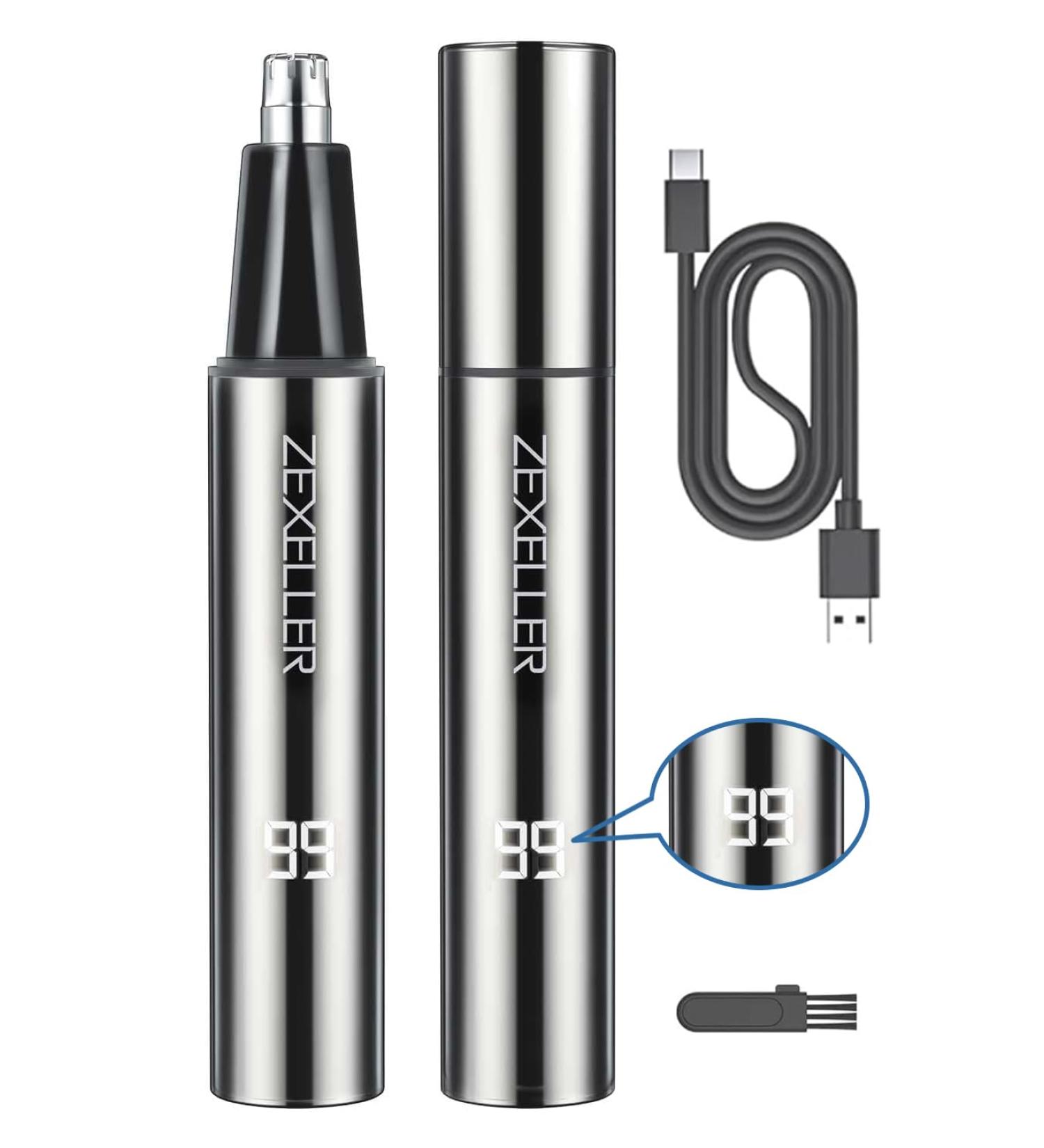 Nose Hair Trimmer with LED Display - USB Rechargeable Waterproof Dual Edge Blades for Men & Women - Painless Grooming Tool - Buy Online on GoSupps.com
