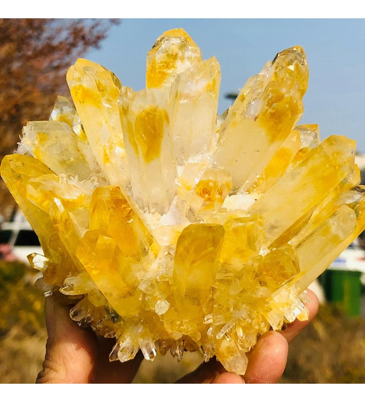 Natural Yellow Phantom Quartz Crystal Cluster Specimen Stone Crystal Cluster (Size : 500-550g) - Buy Online on GoSupps.com