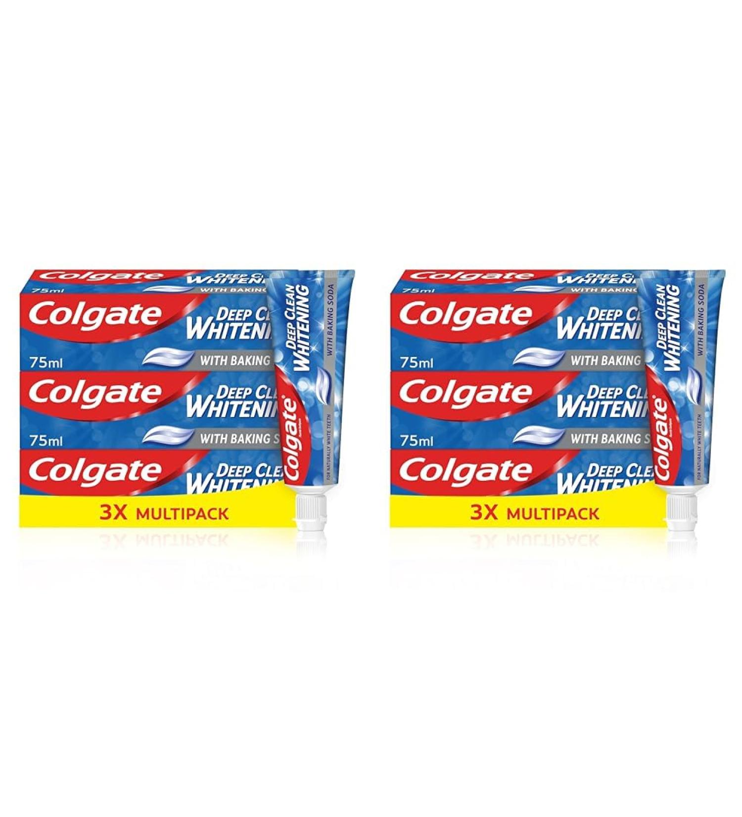 Colgate Deep Clean Whitening Toothpaste 3 x 75 ml | Helps Remove Stains | Removes Plaque | Clinically Proven | Fights Cavity (Pack of 2) 75 ml (Pack of 6)