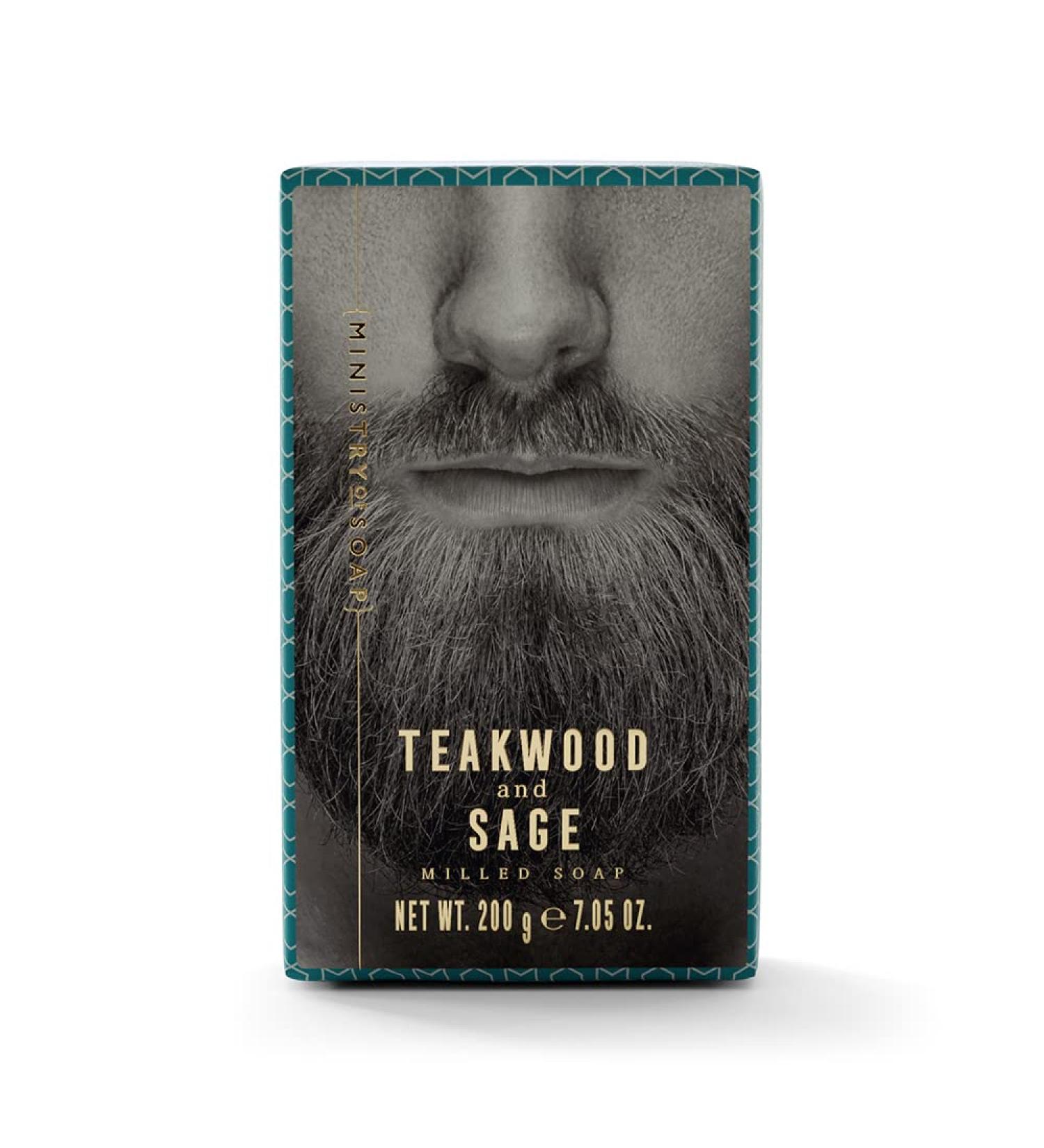 Ministry of Soap Woodsman Wrapped Soap Bar Naturally Coloured Triple-Milled Soap Teakwood and Sage 200g - Buy Online on GoSupps.com