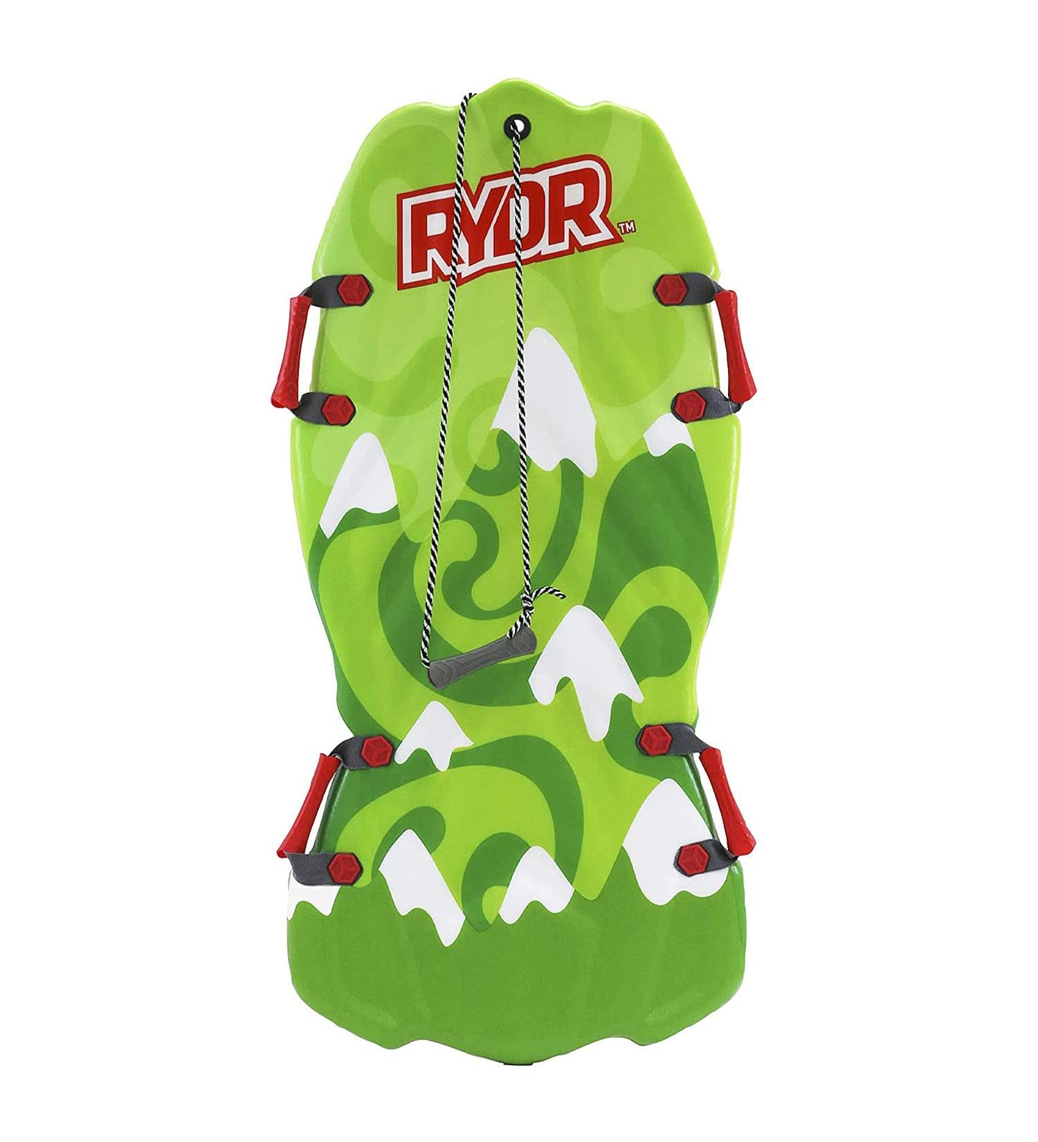 45 Inch Molded Snow Sled - Kids Winter Foam Toboggan for Two Riders - Lime - Buy Online on GoSupps.com