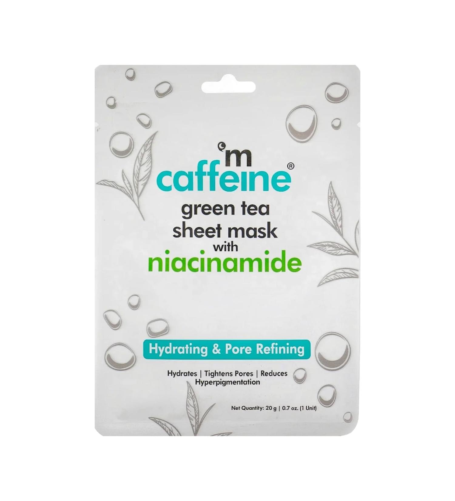 Shop mCaffeine Green Tea Sheet Mask with Niacinamide - Hydrating & Refreshing Skincare for All Skin Types | International Shipping Available - Buy Online on GoSupps.com
