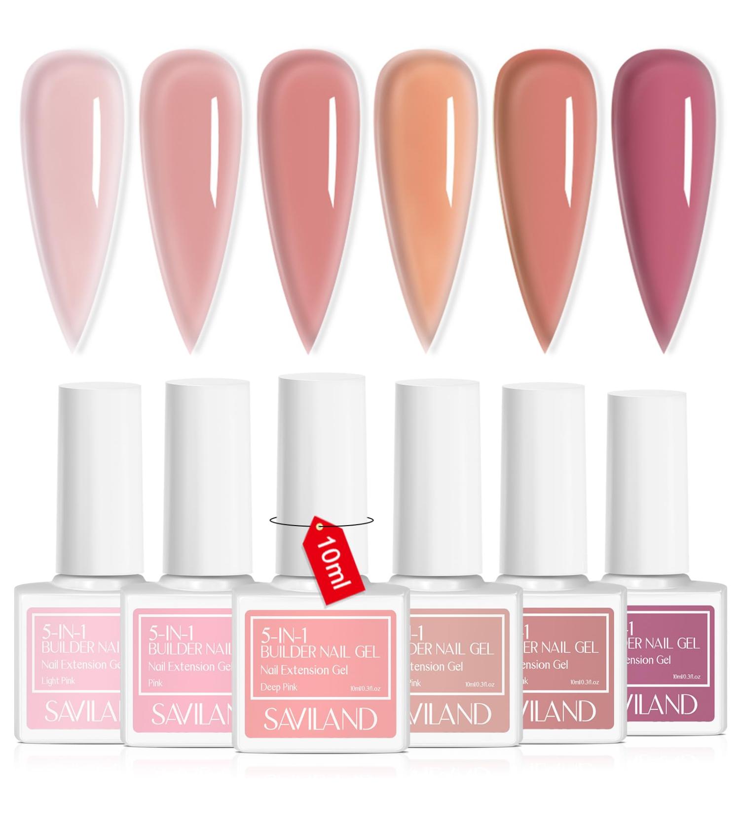 Saviland 5-in-1 Builder Nail Gel Set - 6 Colors | Nail Extension Gel for Strengthener & Hardener | Ideal for Nail Salons & Starter Gifts - Buy Online on GoSupps.com