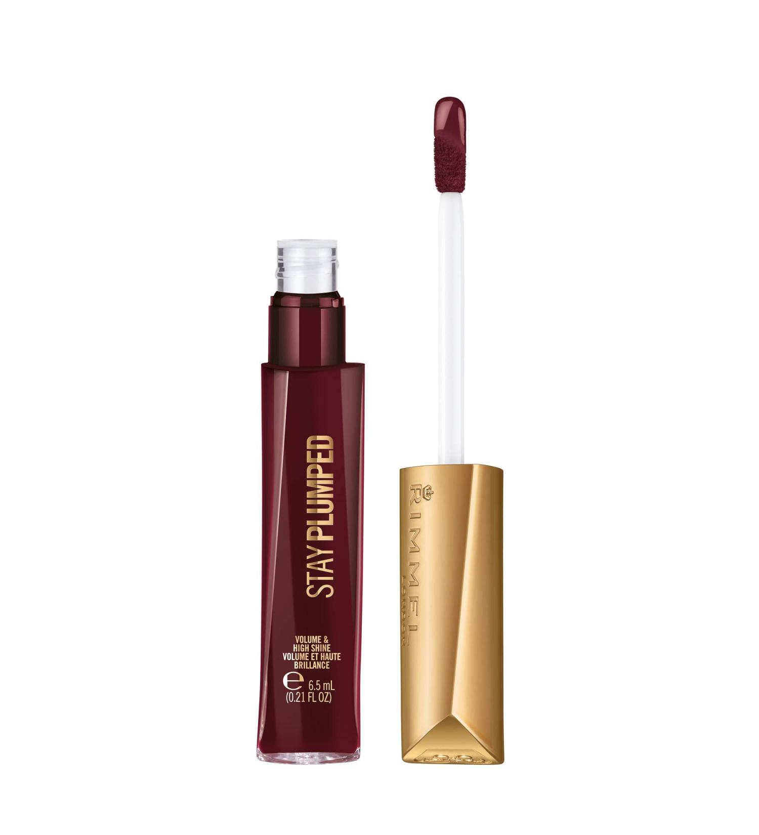 Rimmel Stay Plumped Lip Gloss 841 Bittersweet Plum 0.21 Fl Oz - Long-Lasting Gloss for Plump Lips - Buy Online on GoSupps.com