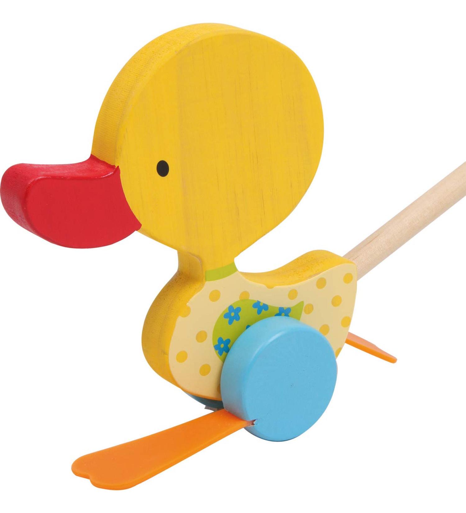 small foot push toy waddling duck made of wood baby walker for the first attempts at walking from 18 months 3357