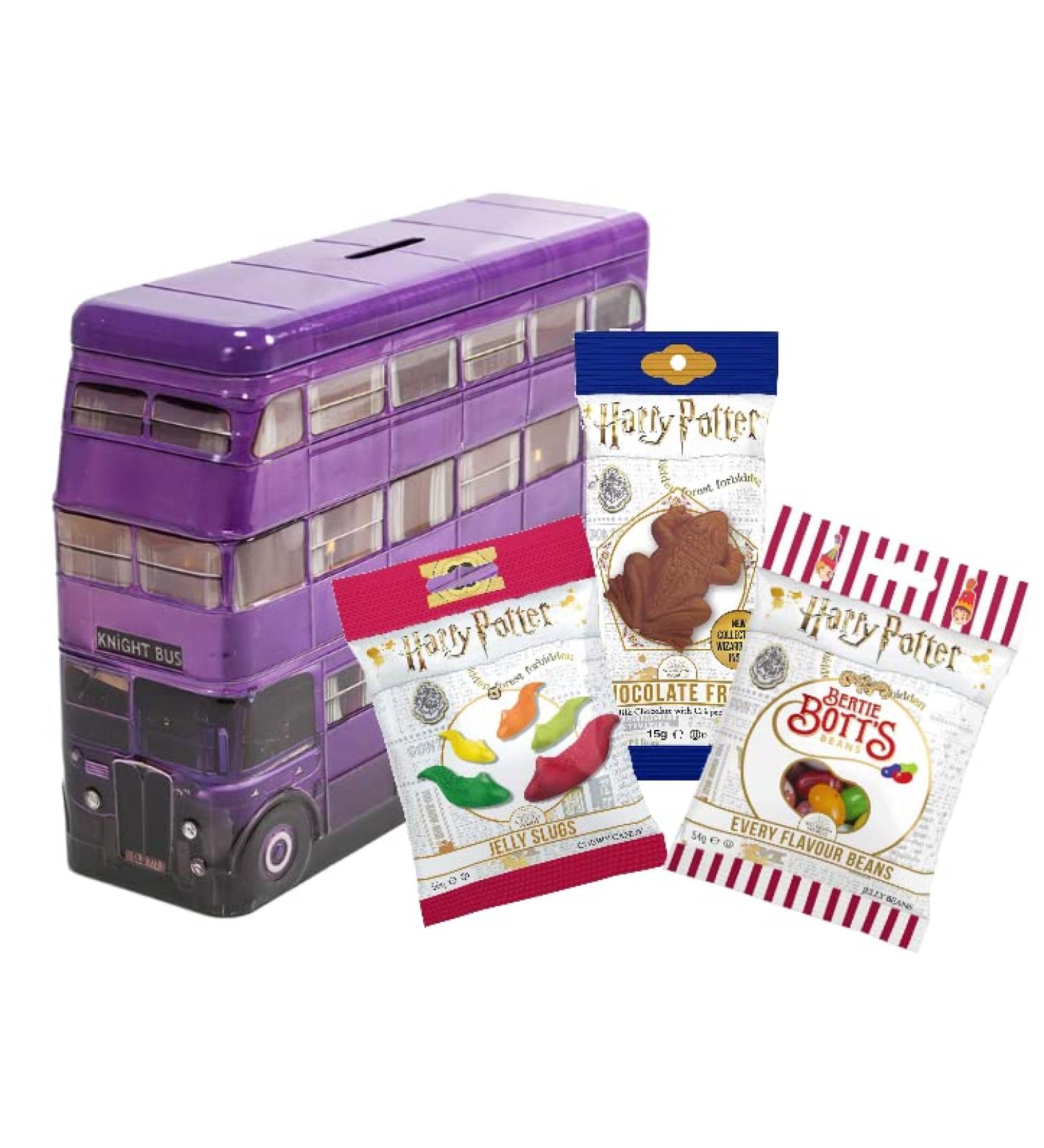 Harry Potter Collectible Set: Knight Bus Money Box Bertie Botts Chocolate Frog & Slugs - International Shipping Available - Buy Online on GoSupps.com