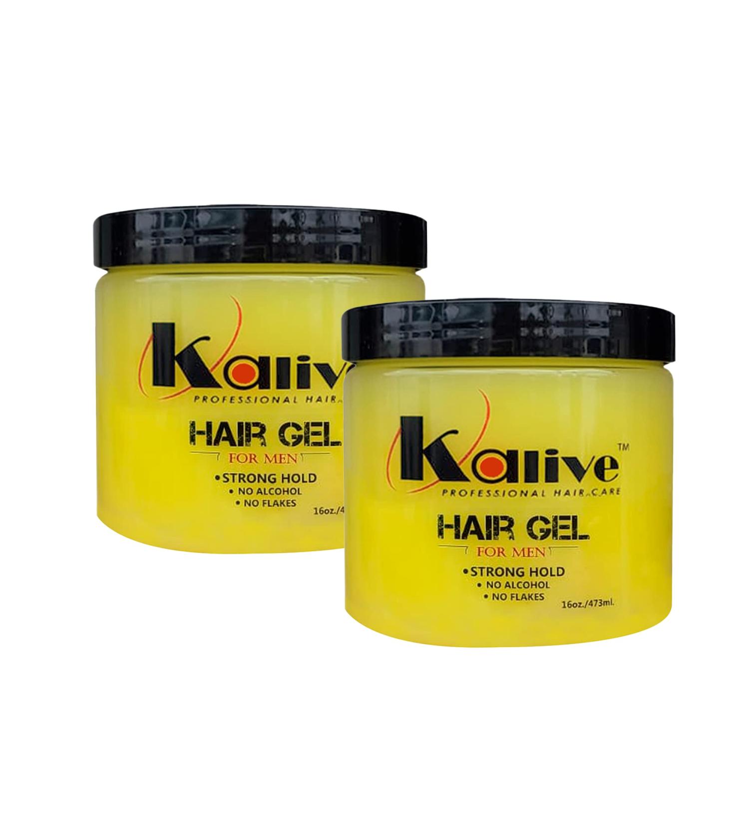 KALIVE Men's Hair Styling Gel 16 oz (2-pack) - Strong Hold & Light Shine | Fresh Scent, No Flaking or Alcohol - Buy Online on GoSupps.com
