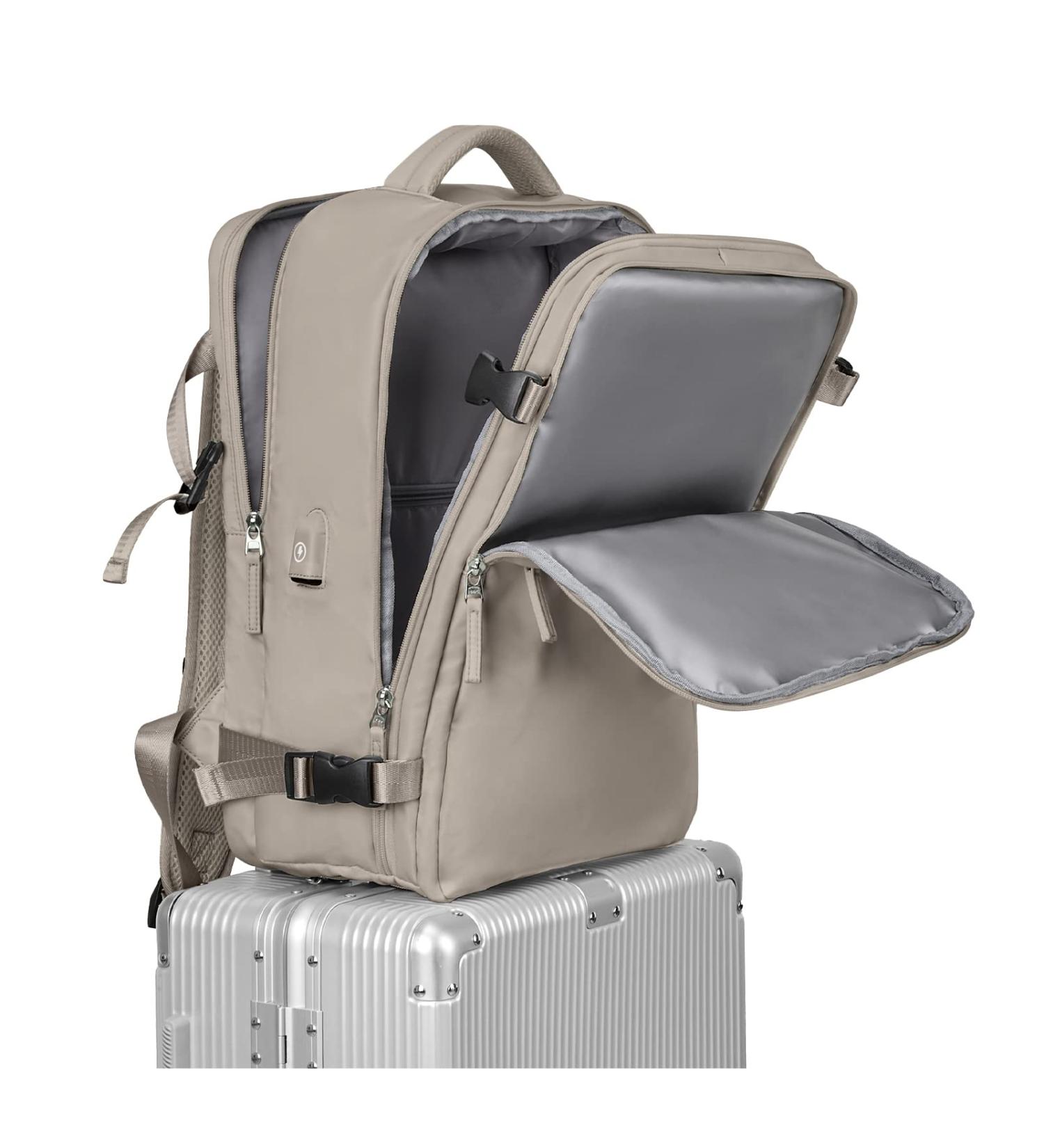 Bergsalz Brown Travel Backpack - Airline Approved Personal Item, Waterproof and Stylish for Women, Men, Teen Girls - Ideal for College, Gym, and Carry On - Buy Online on GoSupps.com