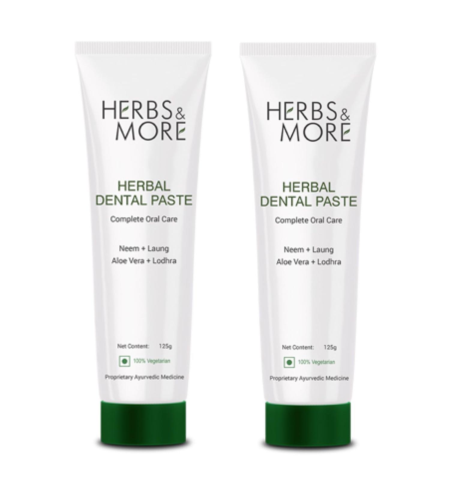 Herbs & More Herbal Dental Paste Pack of 2 (125g Each) | Natural Toothpaste for Fresh Breath Healthy Gums & Strong Teeth