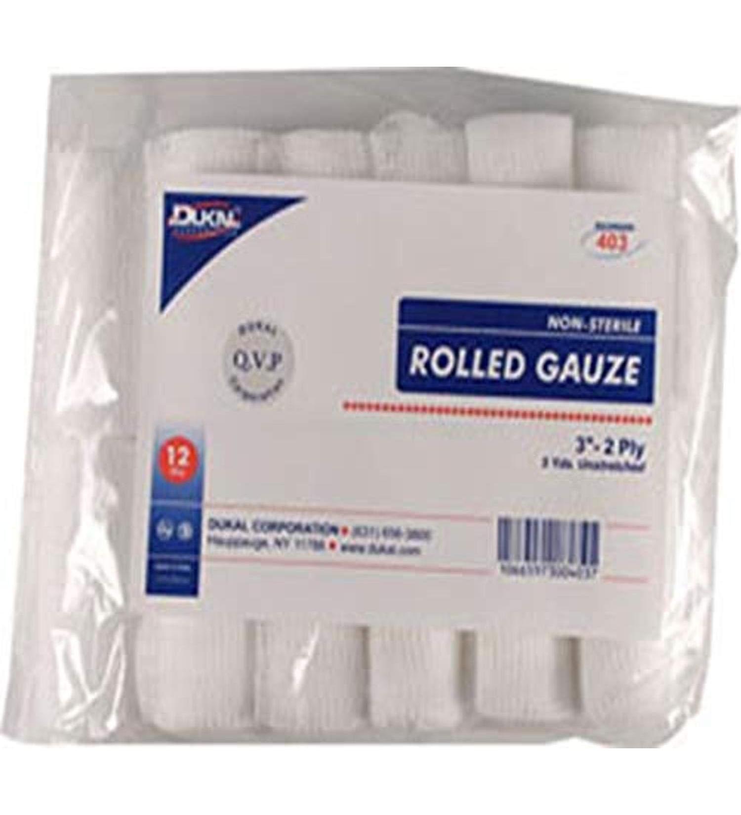 Dukal Rolled Gauze 3"x5yd 2 ply Non-Sterile 12/bag