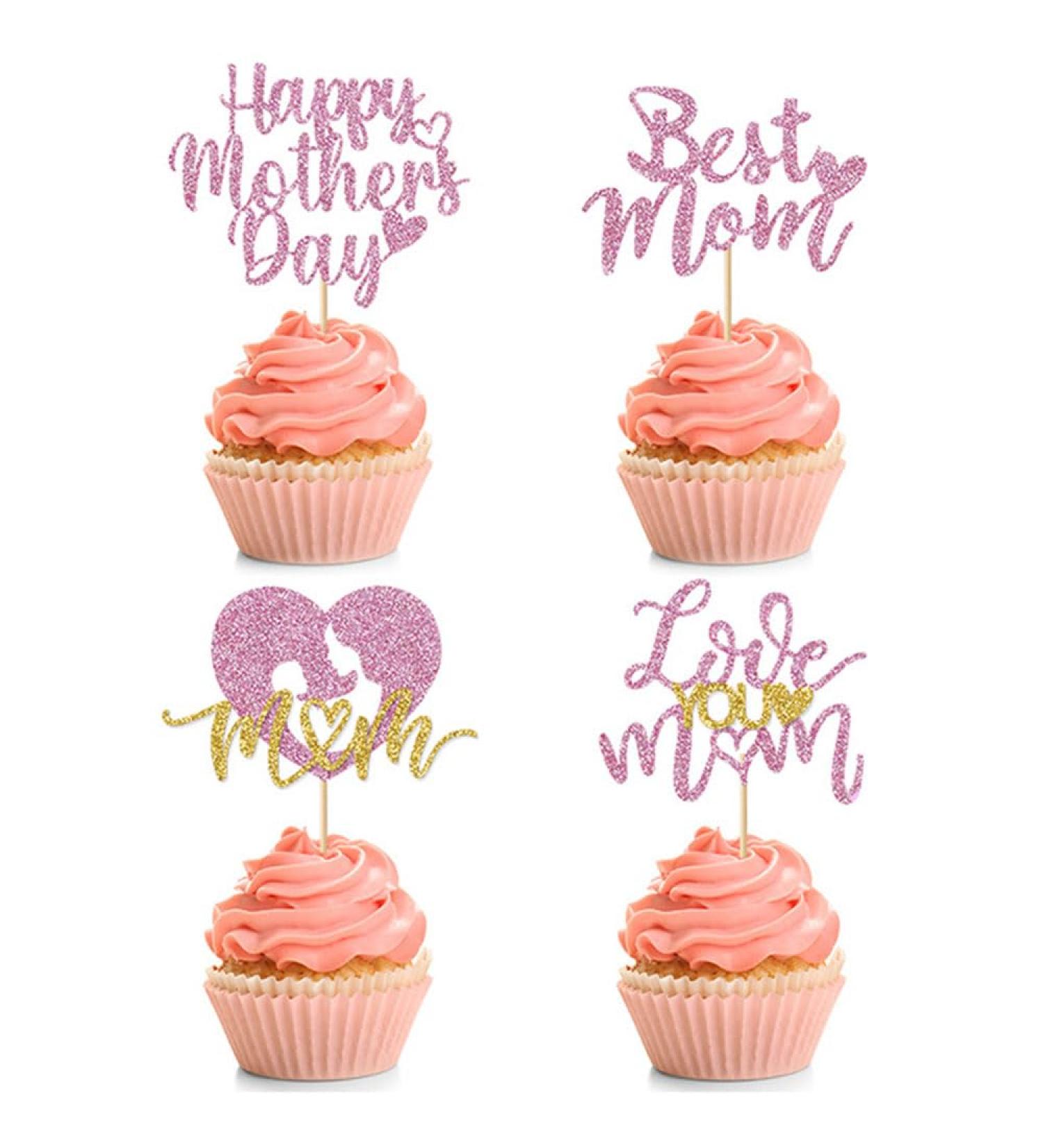 24 Pcs Mother's Day Cupcake Toppers Theme Party Cake Decoration Celebration Holiday Props Card Dessert Insert MGPFERD - Buy Online on GoSupps.com