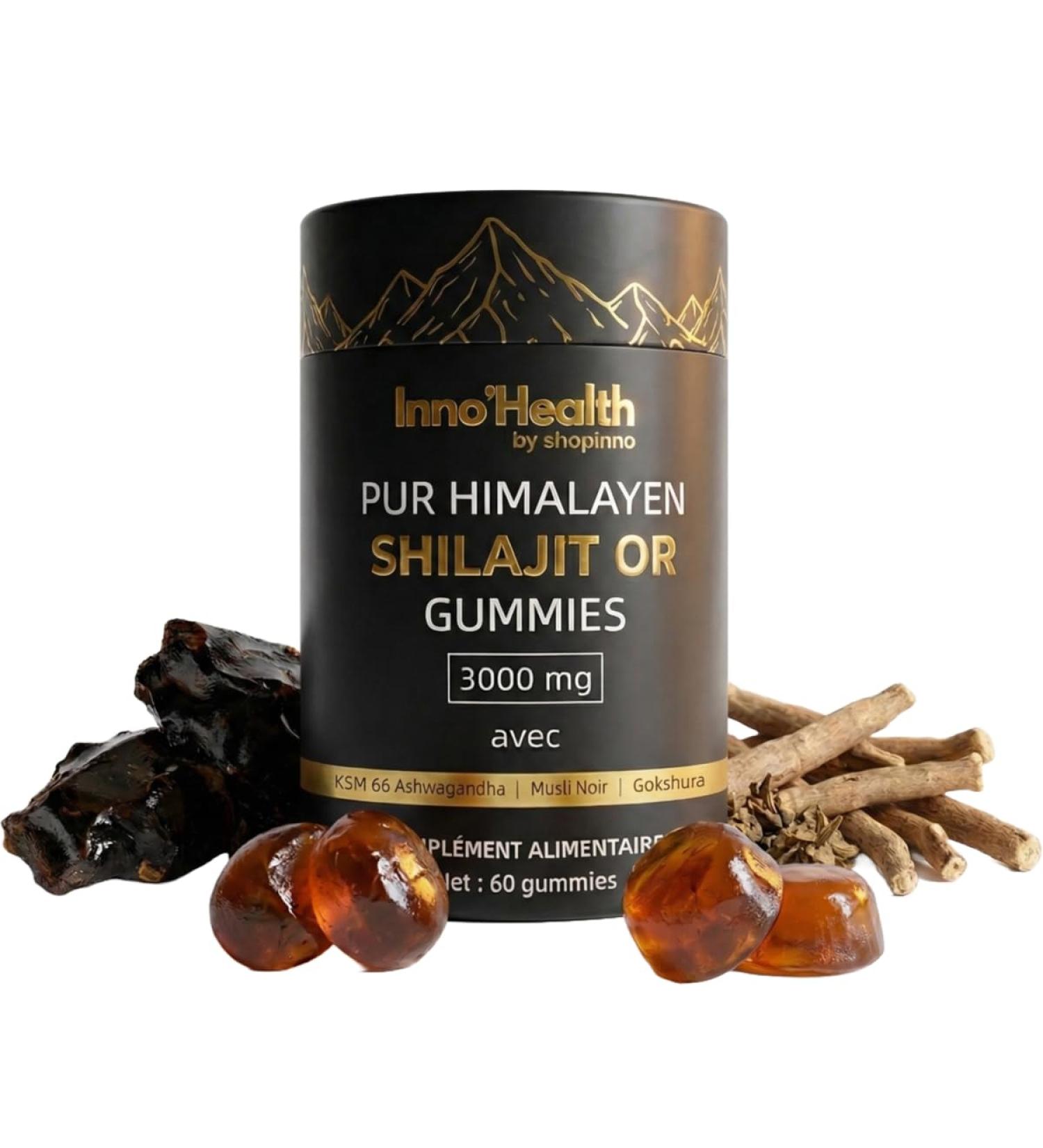 Inno Health Shilajit Gummies Shilajit Pure d'Himalaya 60 gommes naturelles Compl ment alimentaire premium avec 85+ min raux acides fulvique & humique - Buy Online on GoSupps.com