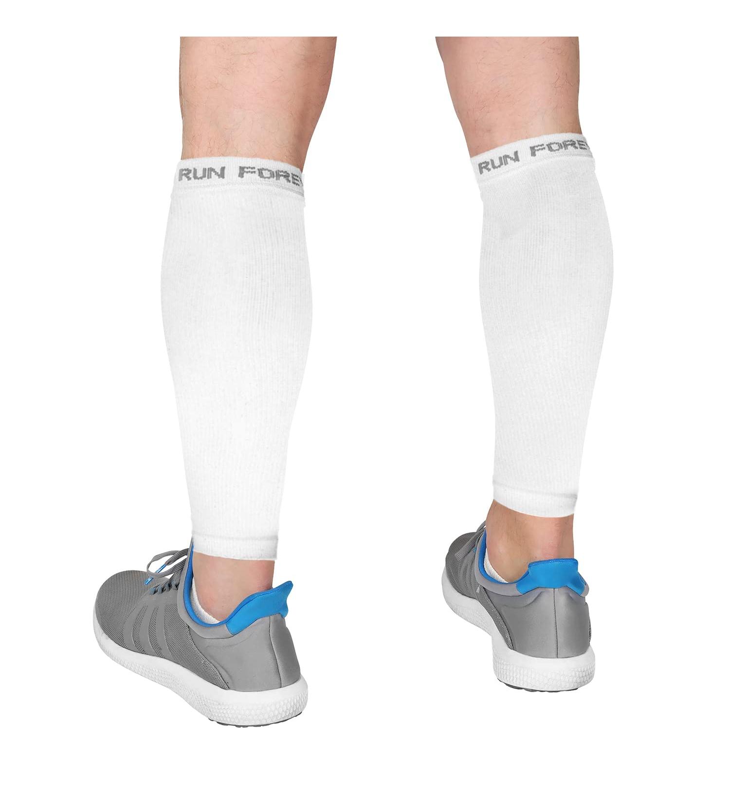 Buy Waden Compression Stockings for Men & Women - Footless Leg Compression Cuffs for Shin Pain & Varicose Veins - White Edition - Buy Online on GoSupps.com