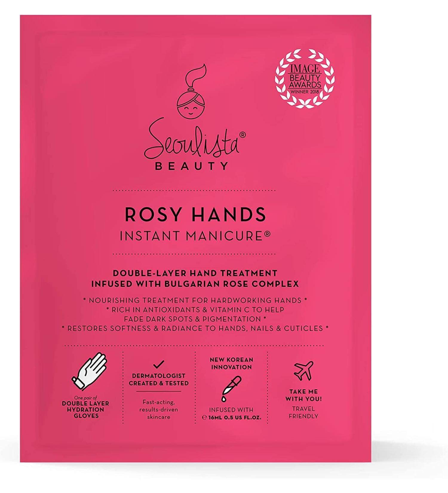 Seoulista Beauty Rosy Hands - Instant Hand Mask Treatment | Fade Dark Spots, Hydrate & Soothe Dry Skin | Award-Winning Vitamin C & Beeswax - Buy Online on GoSupps.com