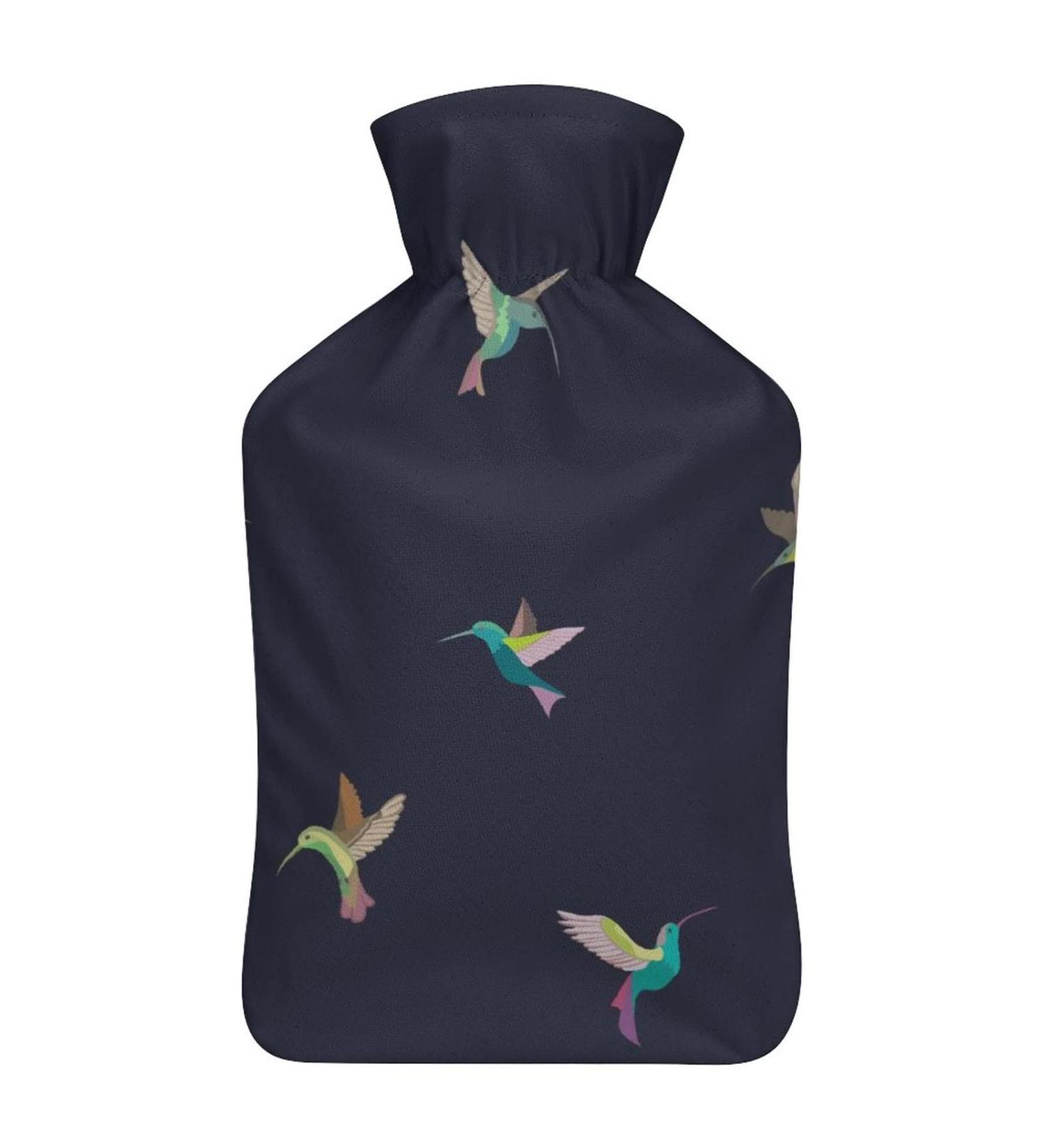 Hot Water Bottle with Lid - Hummingbird & Birds Pattern | Rubber Pain Relief Bag for Cramps & Foot Warmer | Hot & Cold Therapy - Buy Online on GoSupps.com