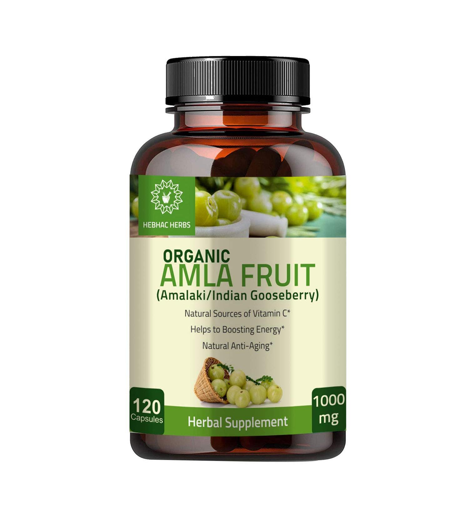 Organic Amla Capsules - 120 Count | Natural Antioxidant Superfood Supplement with Phyllanthus Emblica (Amalaki) Fruit Powder - Buy Online on GoSupps.com