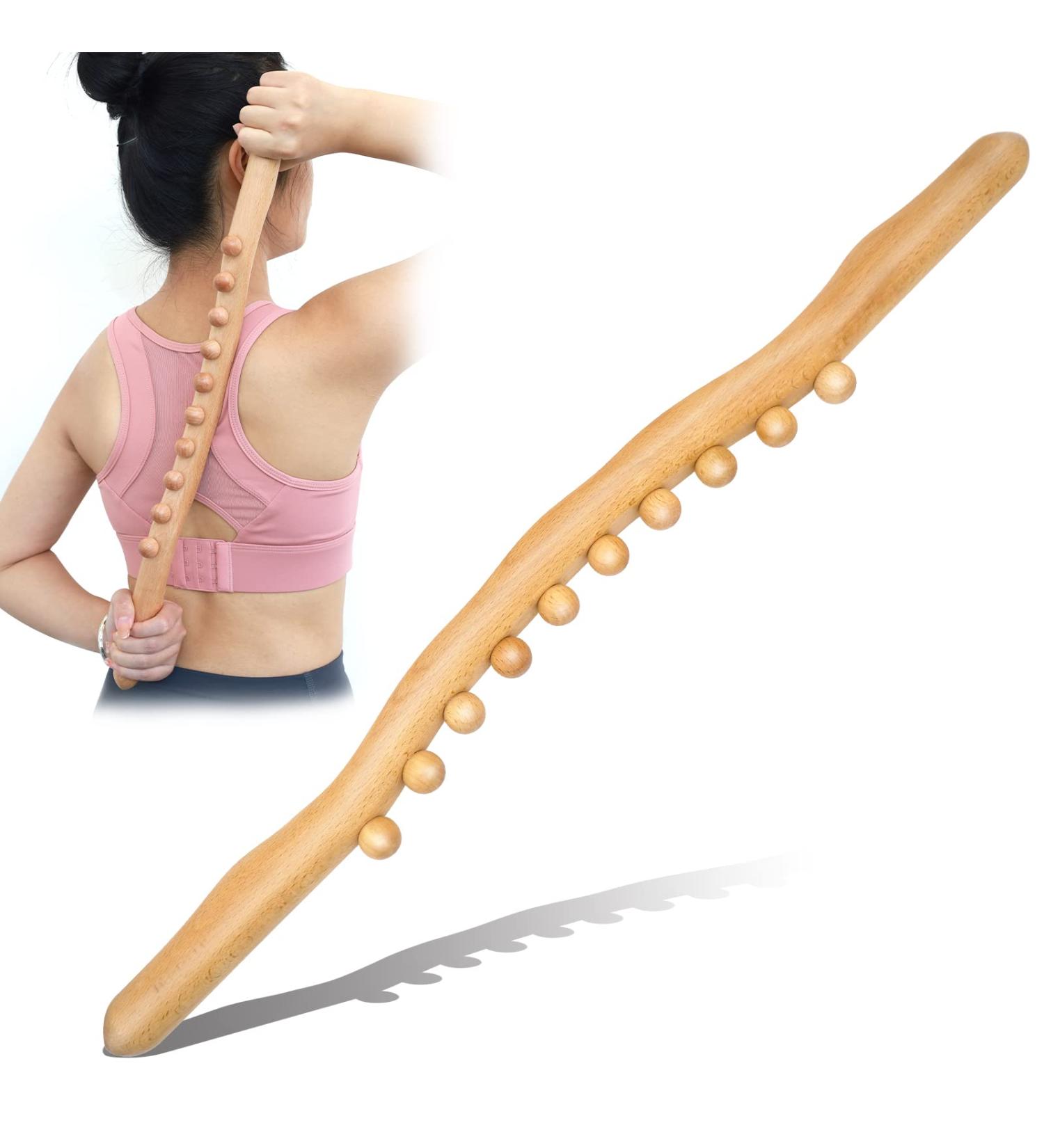 Wood Gua Sha Massage Stick - Maderotherapy Lymphatic Drainage Tool for Full Body Relaxation & Cellulite Relief - Buy Online on GoSupps.com