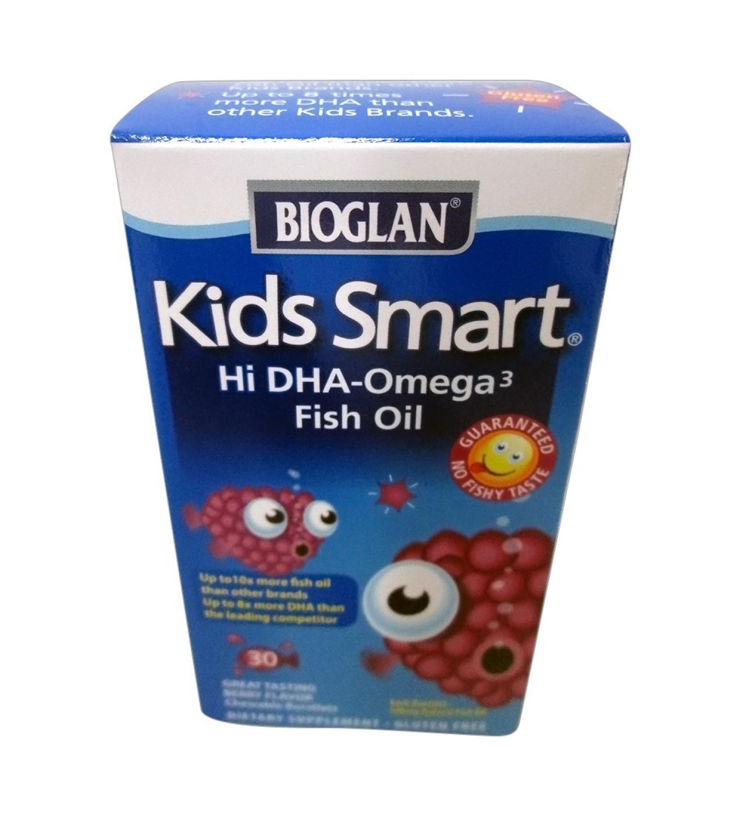 BioGlan Kids Smart Hi DHA Omega-3 Fish Oil Chewable Burstlets Berry 30 ea (3-pack)