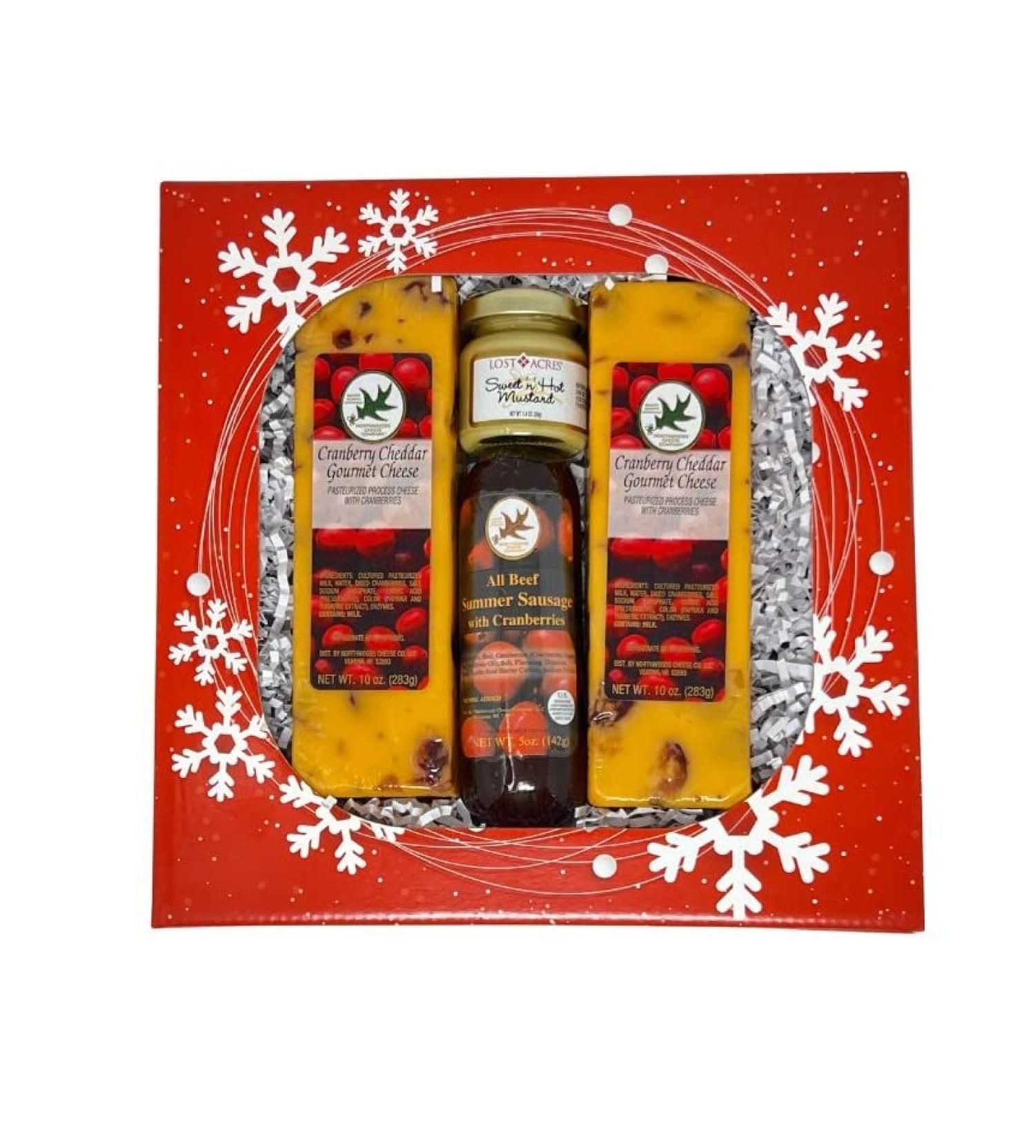 Cranberry Summer Sausage and Cheese Gift Basket - Perfect Food Gift for Christmas, Holidays, Thanksgiving, Fall - Ideal for Women, Men, and Family - Buy Online on GoSupps.com