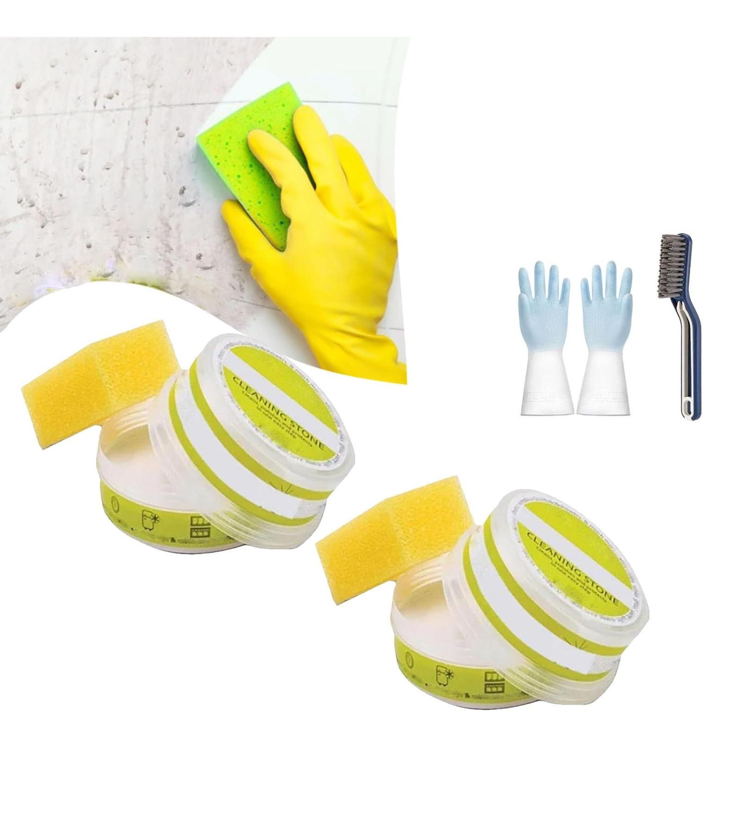 Clean It Cleaning Stone Eco-Friendly Cleaning Stone Multi-Purpose Cleaning Stone Cleaner With Sponge Cleaning Pebble Stone Shower Floor Cleaner With Gloves And Brush(2pcs) 1 count (Pack of 1) - Buy Online on GoSupps.com
