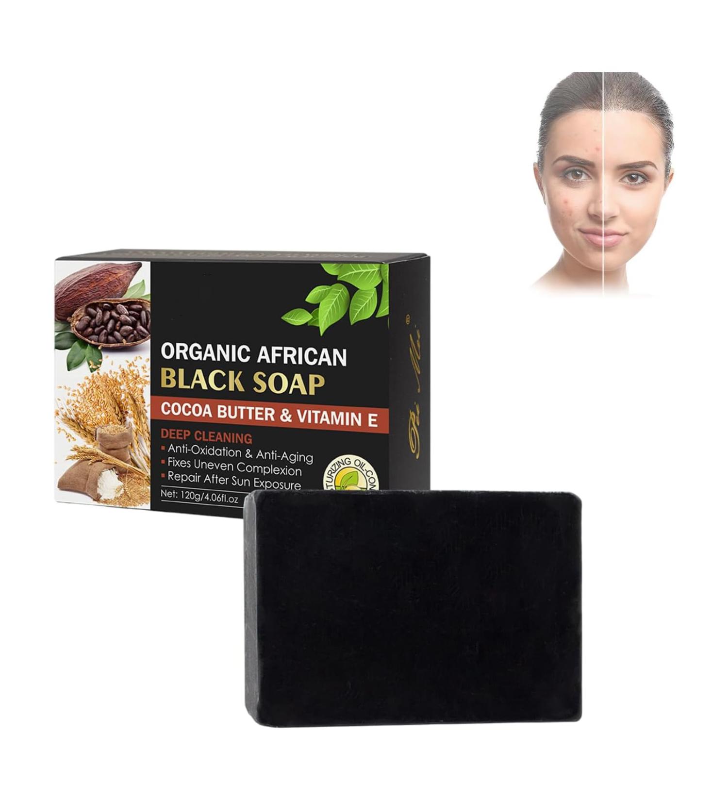  Yanobia Organic Deep Cocoa Butter Black Soap African Cocoa Butter Black Soap with Vitamin E Deep Cleansing Body and Face Cleanses & Rejuvenates for All Skin Types - Buy Online on GoSupps.com
