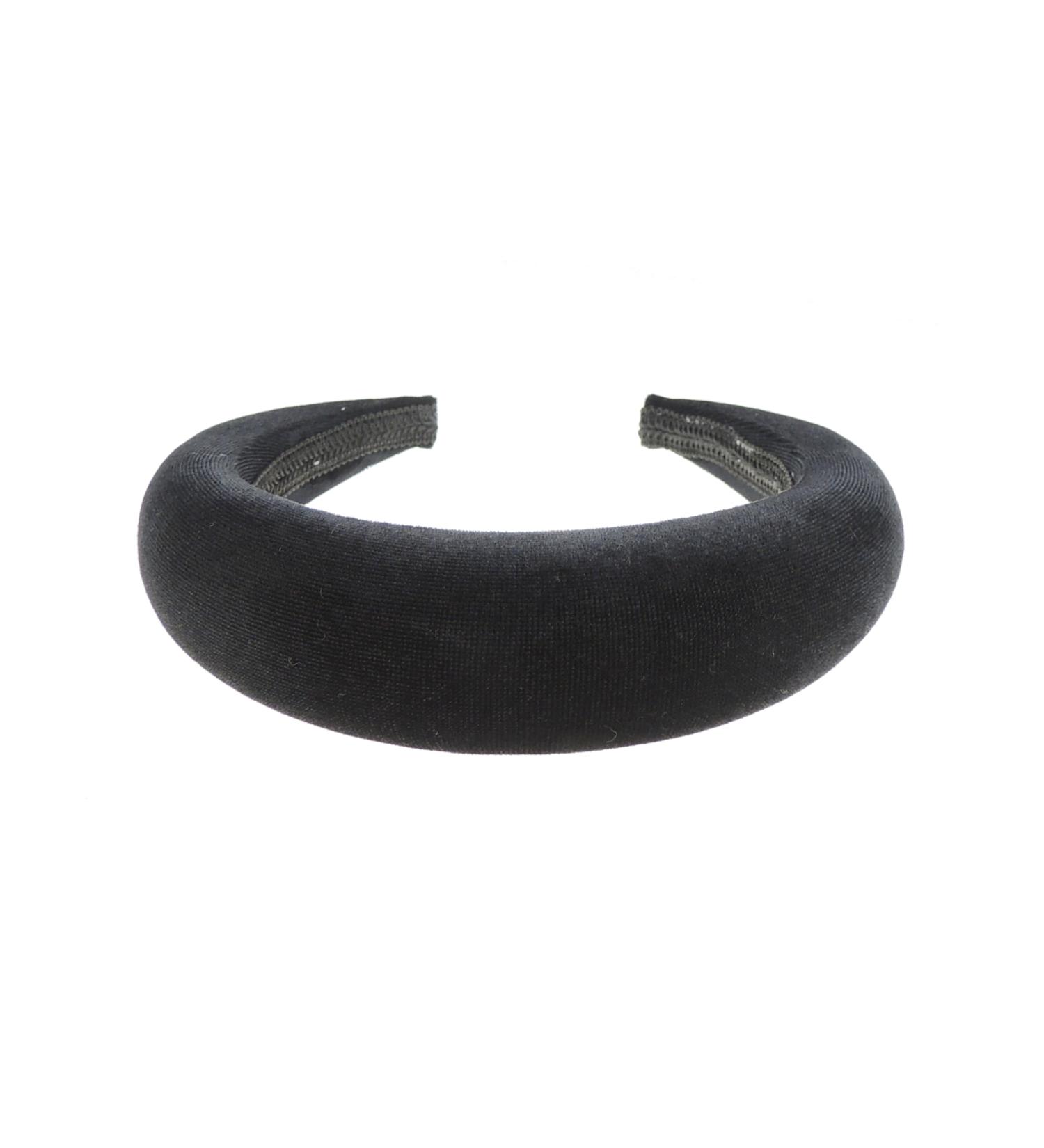 Girls Womens Occasion Wedding Christmas Bridal Evening Wide Thick Puffy Matador High Bump Padded Velvet Hairband Hair Accessories Headband Alice Band (Black)