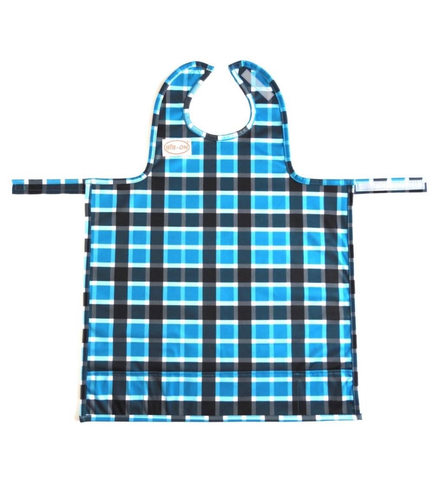 BIB-ON Full-Coverage Infant Bib and Apron Combo (Blue Plaid) | Ages 0-4 - Buy Online on GoSupps.com