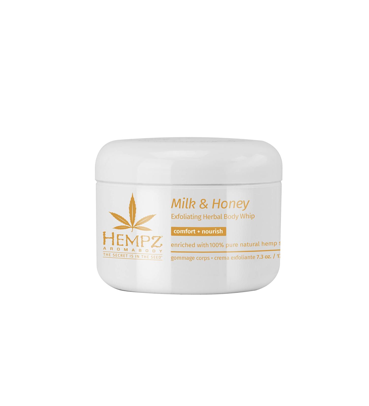 Hempz Milk and Honey Exfoliating Herbal Body Whip - Nourishing 7.3 oz Vegan Moisturizer for Smooth Skin | International Shipping Available - Buy Online on GoSupps.com