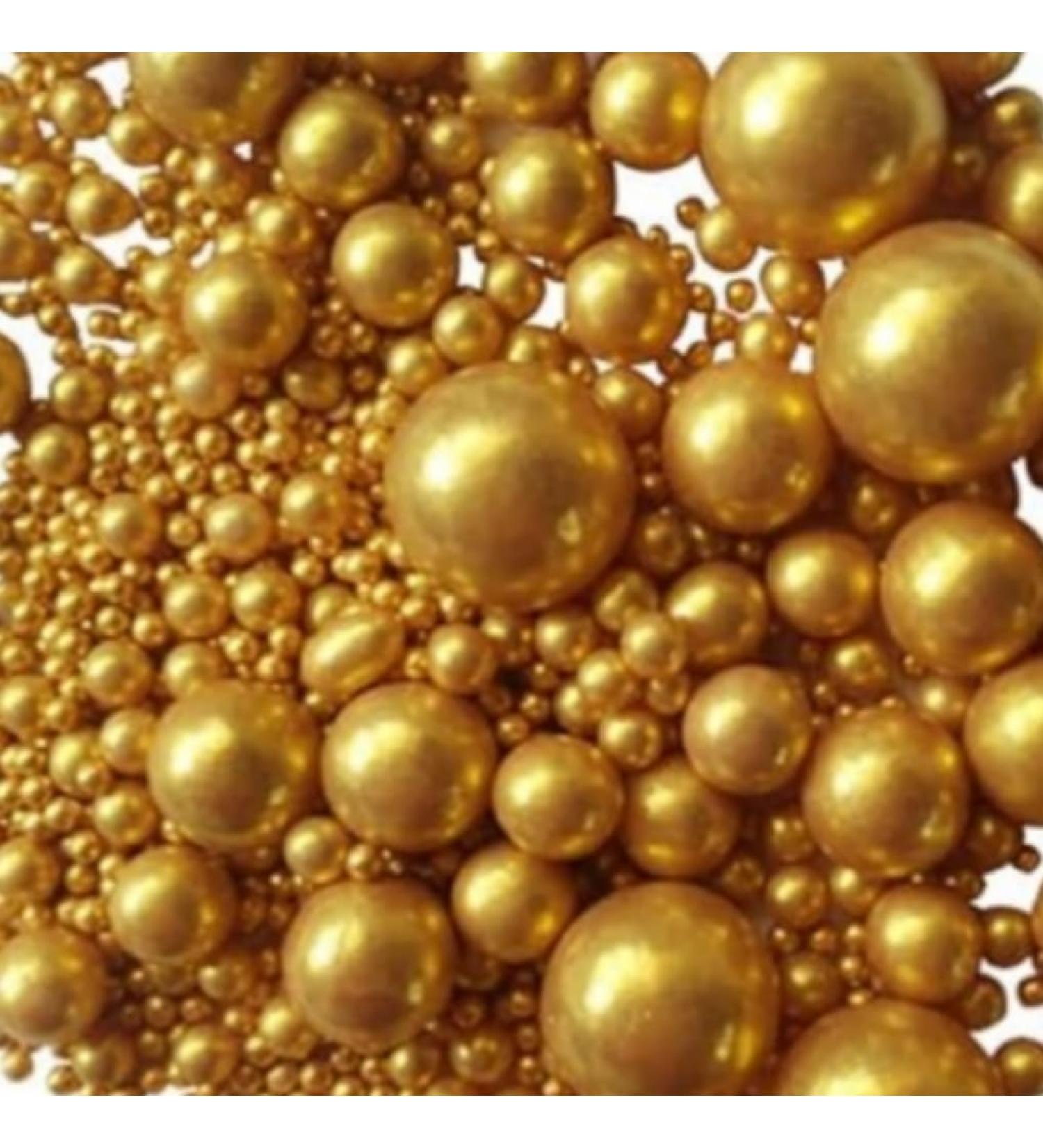 Golden Pearls Edible Cake Decorations - 120g for Birthdays Halloween Thanksgiving & Christmas Desserts - Buy Online on GoSupps.com