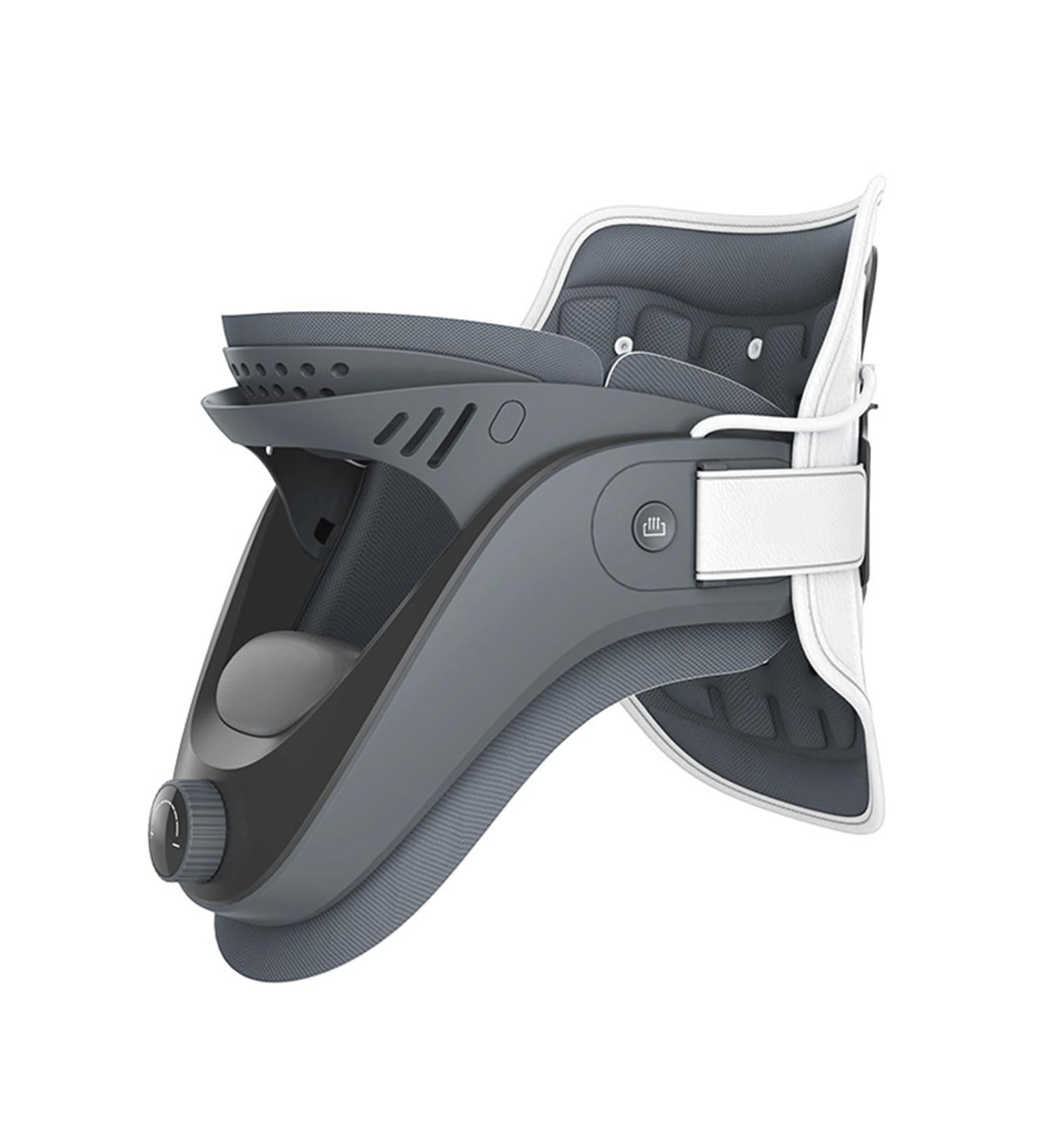 Cervical Traction Neck Brace Support with Heated Function Adjustable Traction Support for Home Traction Spinal Alignment Pain Relief (Grey)