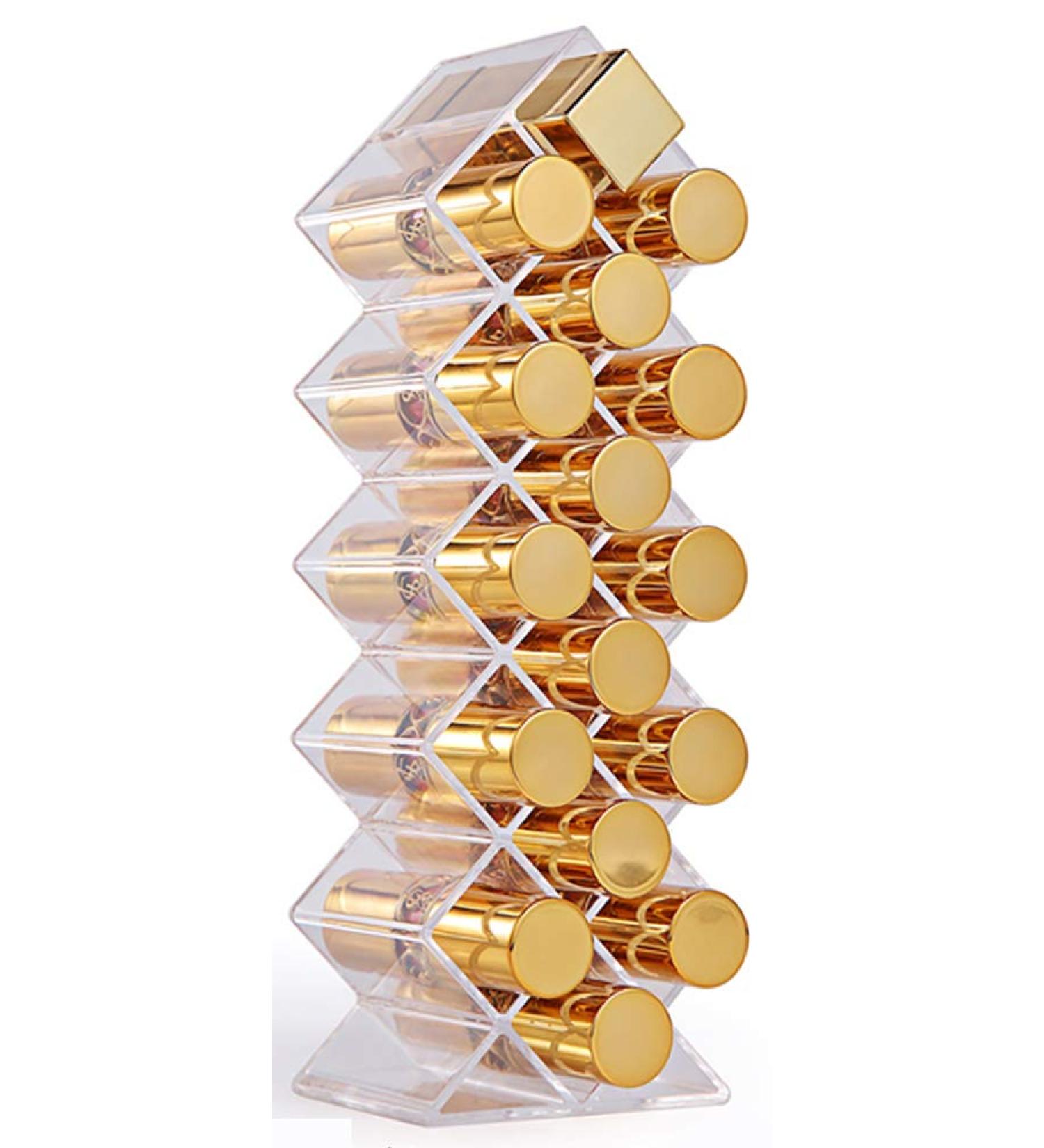 Fish Shape Lipstick Organizer Tower - Clear Acrylic, 16 Slots, Makeup Cosmetic Storage Stand - Buy Online on GoSupps.com