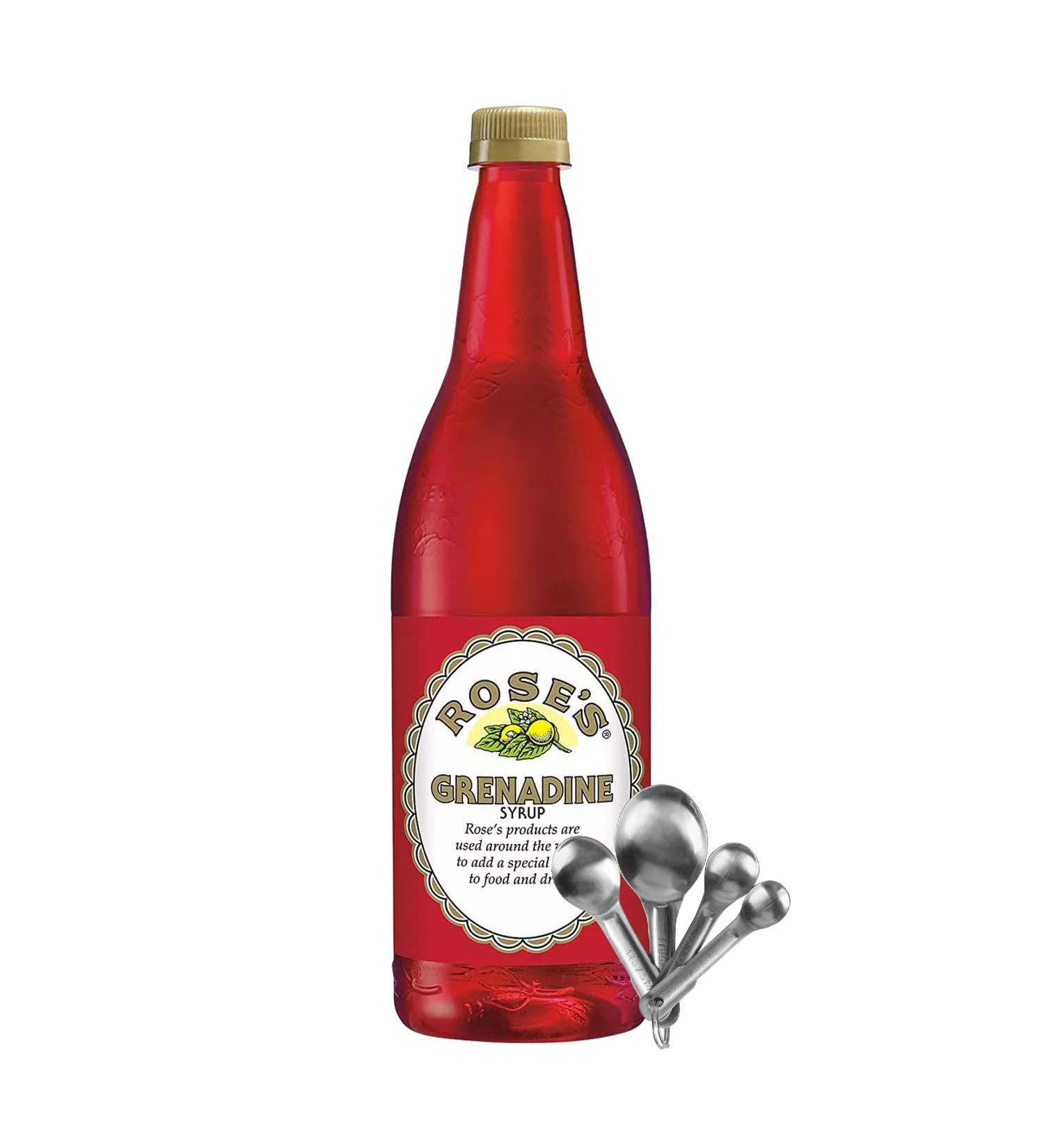 Zippy Sweets - Grenadine Syrup 1 Litre Bottle - Perfect for Creating Tasty Drinks Comes with 4-Piece Measuring Spoon Set for Precise Grenadine Mixing - Shirley Temple Singapore Sling - Buy Online on GoSupps.com