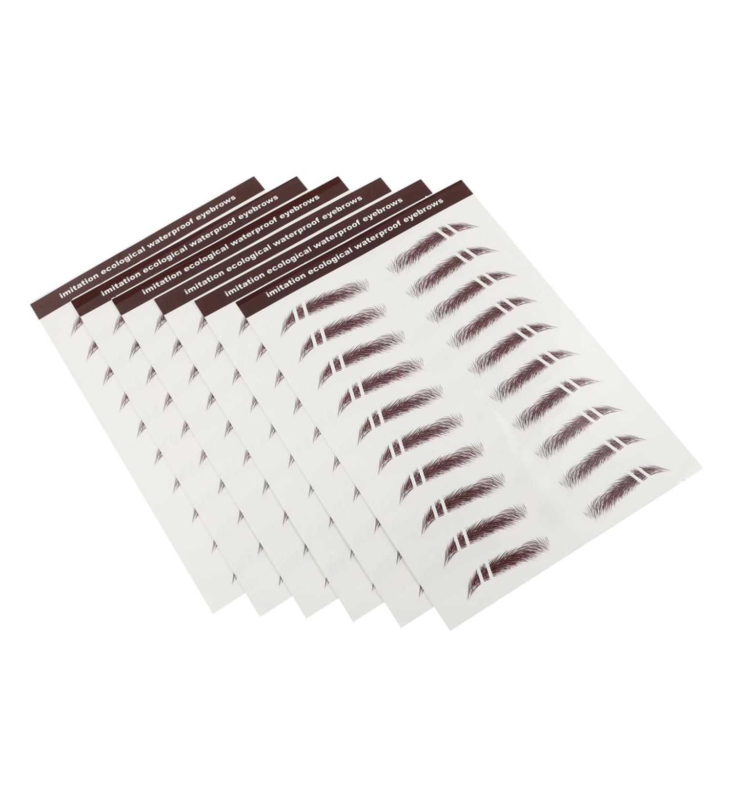 WOONEKY 6pcs Eyebrow Stickers Waterproof Makeup 3d Eyebrows Stickers Eyebrow Tools 6 Transfer Paper 5.50X1.00X0.10CM Brown - Buy Online on GoSupps.com