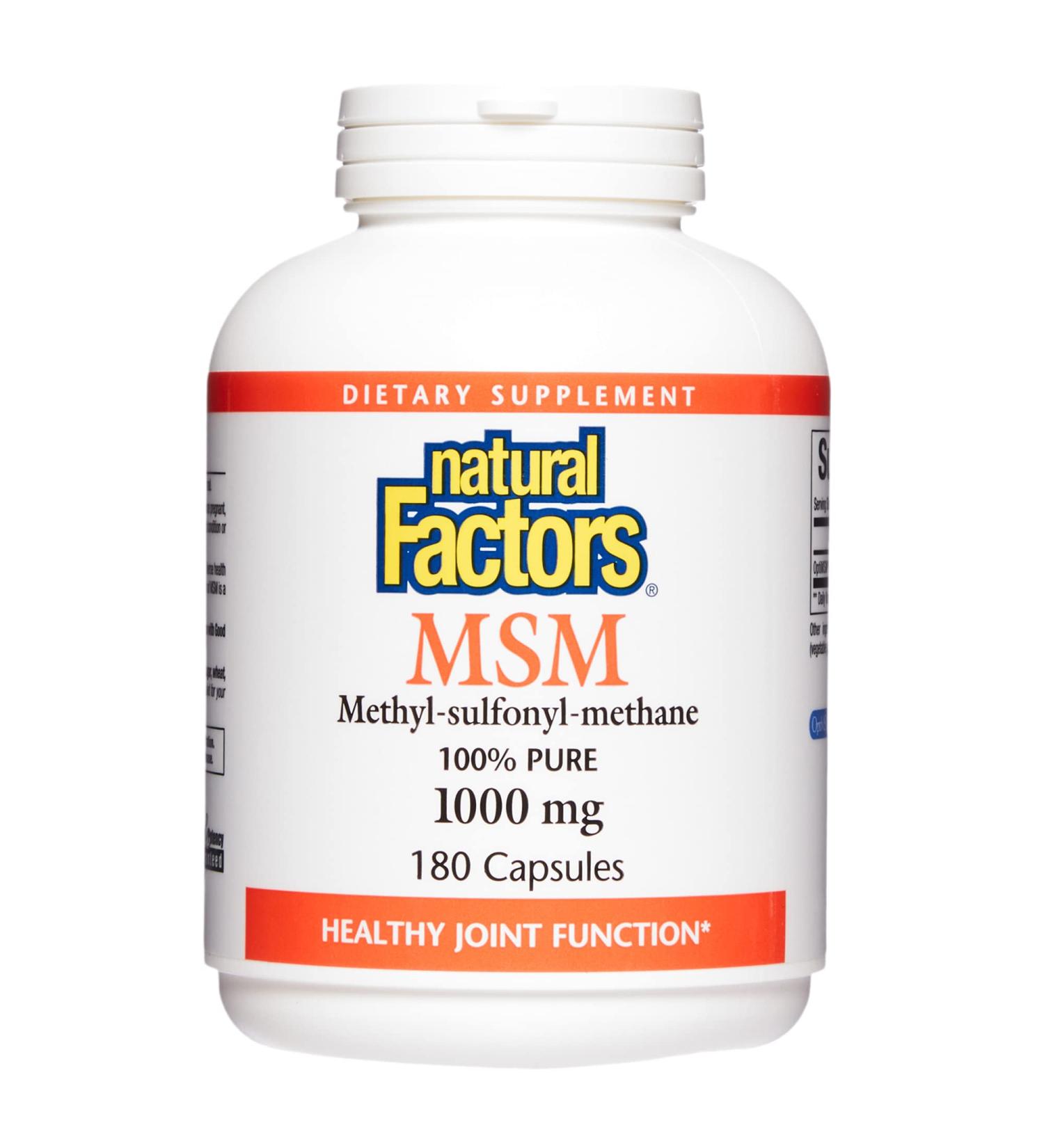 Natural Factors MSM Methyl-Sulfonyl-Methane 1000 mg - 180 Capsules | Joint Support & Anti-Inflammatory - Buy Online on GoSupps.com