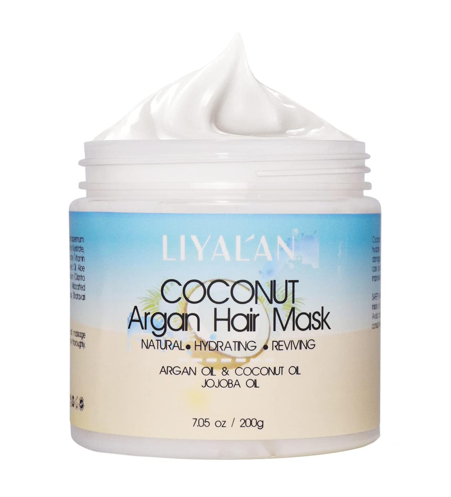 Liyalan Coconut Argan Oil Hair Mask for Dry Damaged Hair - Growth, Keratin, Avocado Infused Professional Care - Buy Online on GoSupps.com