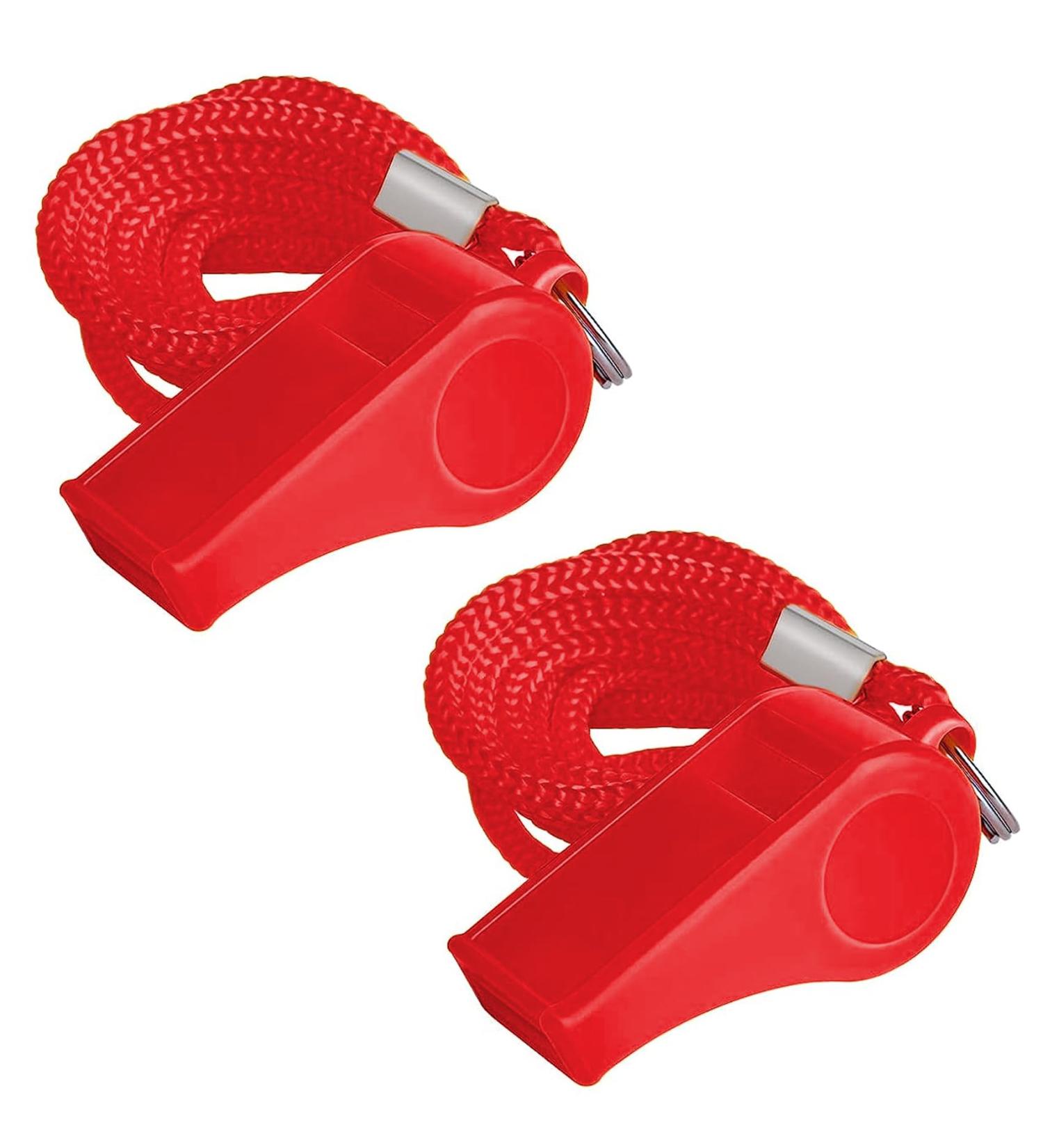 Shubeeieumi 2-Piece Sports Whistle Set - Red Plastic Whistles with Lanyard for School Sports Football Kids & Students | Crisp Sound - Buy Online on GoSupps.com