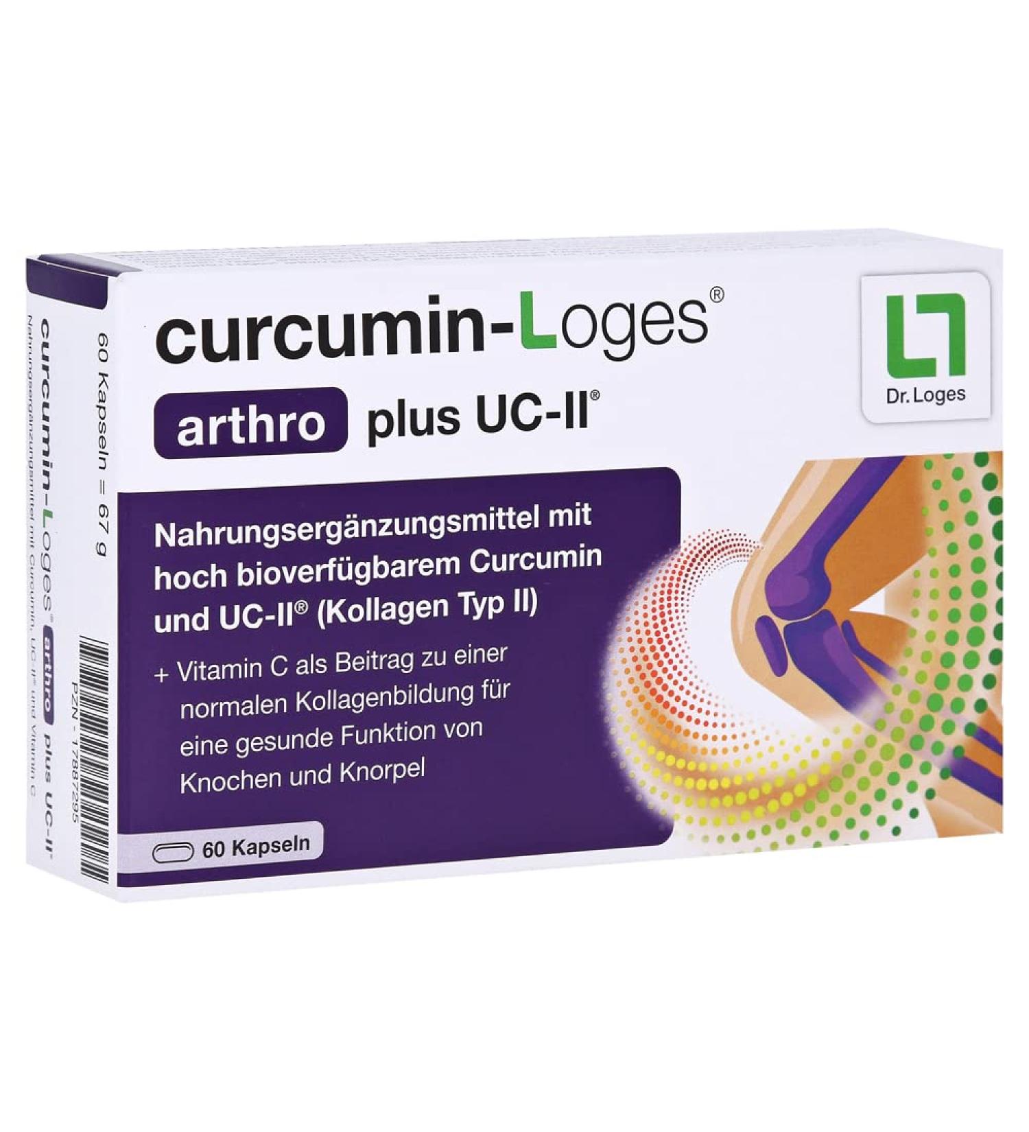 Curcumin-Loges Arthro Plus UC-II - 60 Capsules | Premium Dietary Supplement for Joint Health - Shop Internationally - Buy Online on GoSupps.com