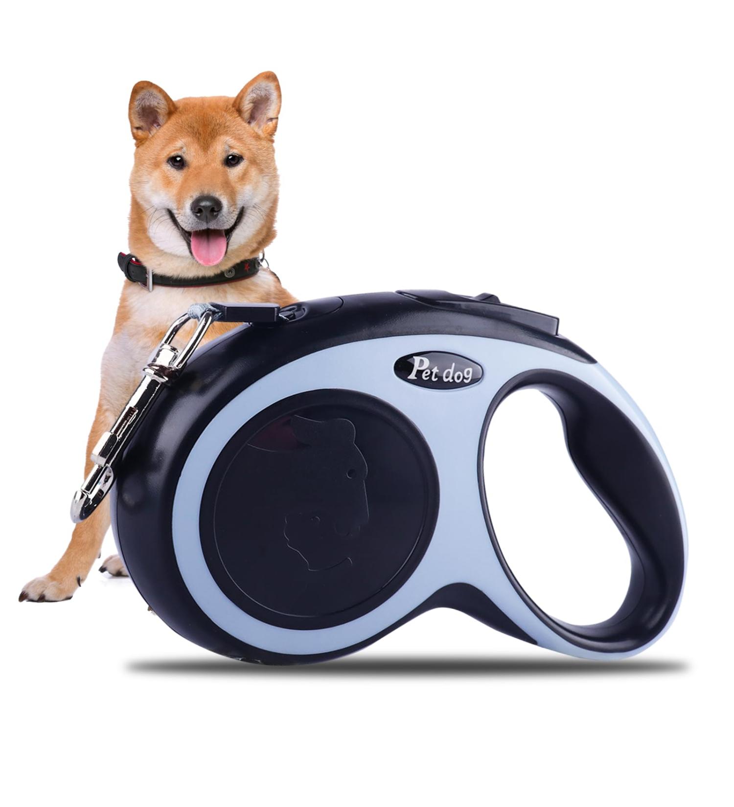 New Classic Retractable Dog Leash for Dogs up to 15kg - Ultra Strong 5m Belt with 360 Guiding & Braking - Black - International Shipping - Buy Online on GoSupps.com