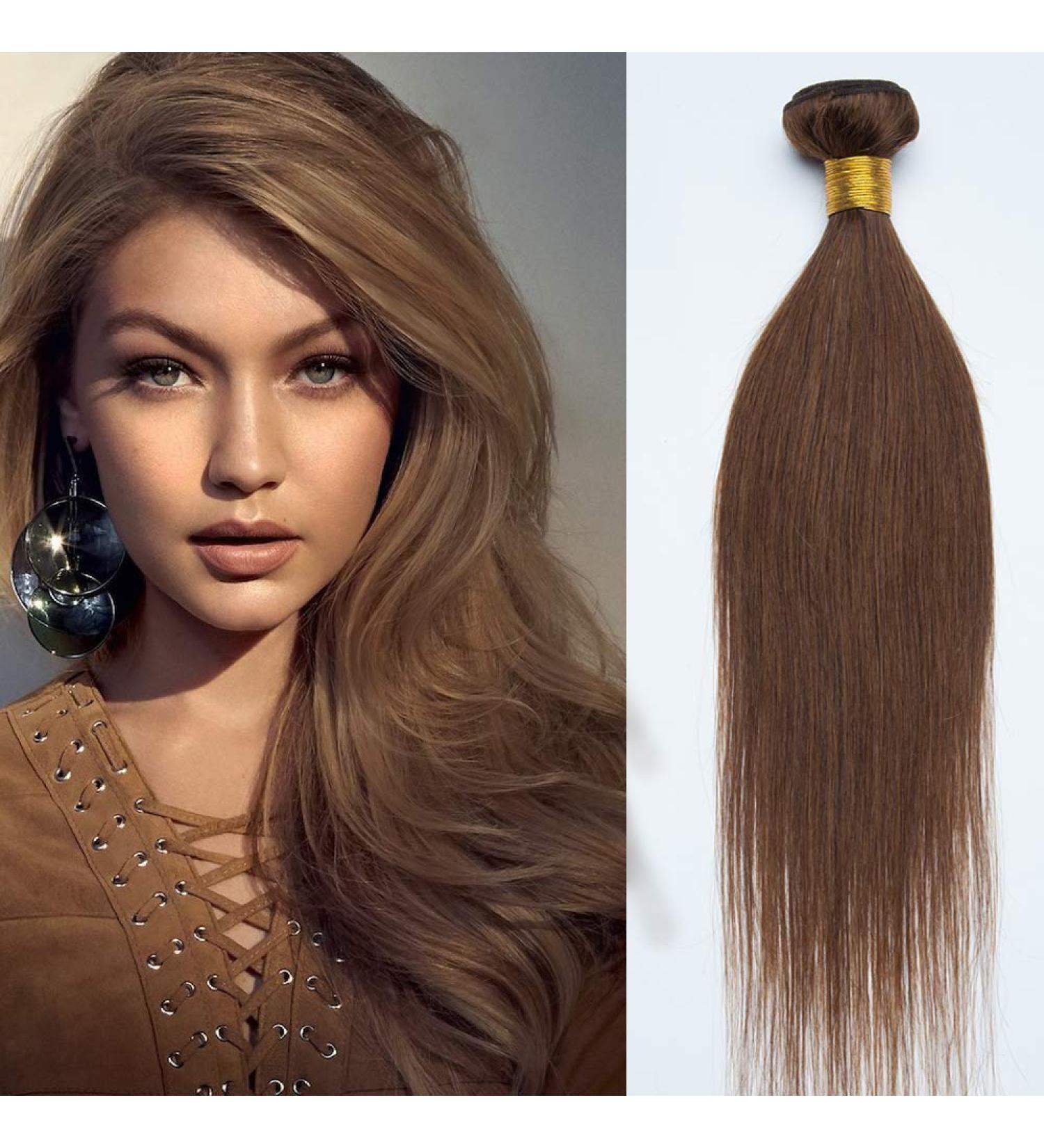 SEGO Brazilian Human Hair Bundles - Straight Virgin Weave 100% Real Hair Extensions - Medium Brown 18 - Buy Online on GoSupps.com