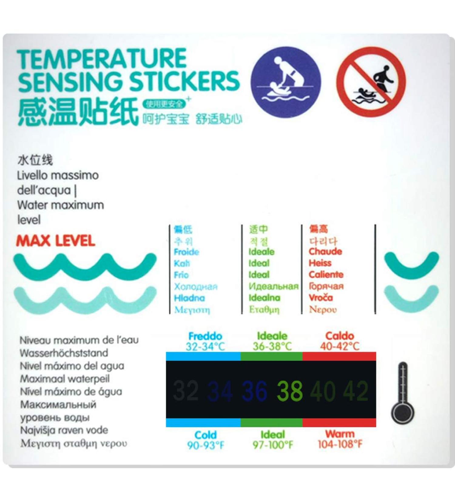 Safety Kids Bath Thermometer 2 Pack - Liquid Crystal Material, More Accurate Data, Easy to Use, Waterproof - Water Temperature Stickers - Buy Online on GoSupps.com