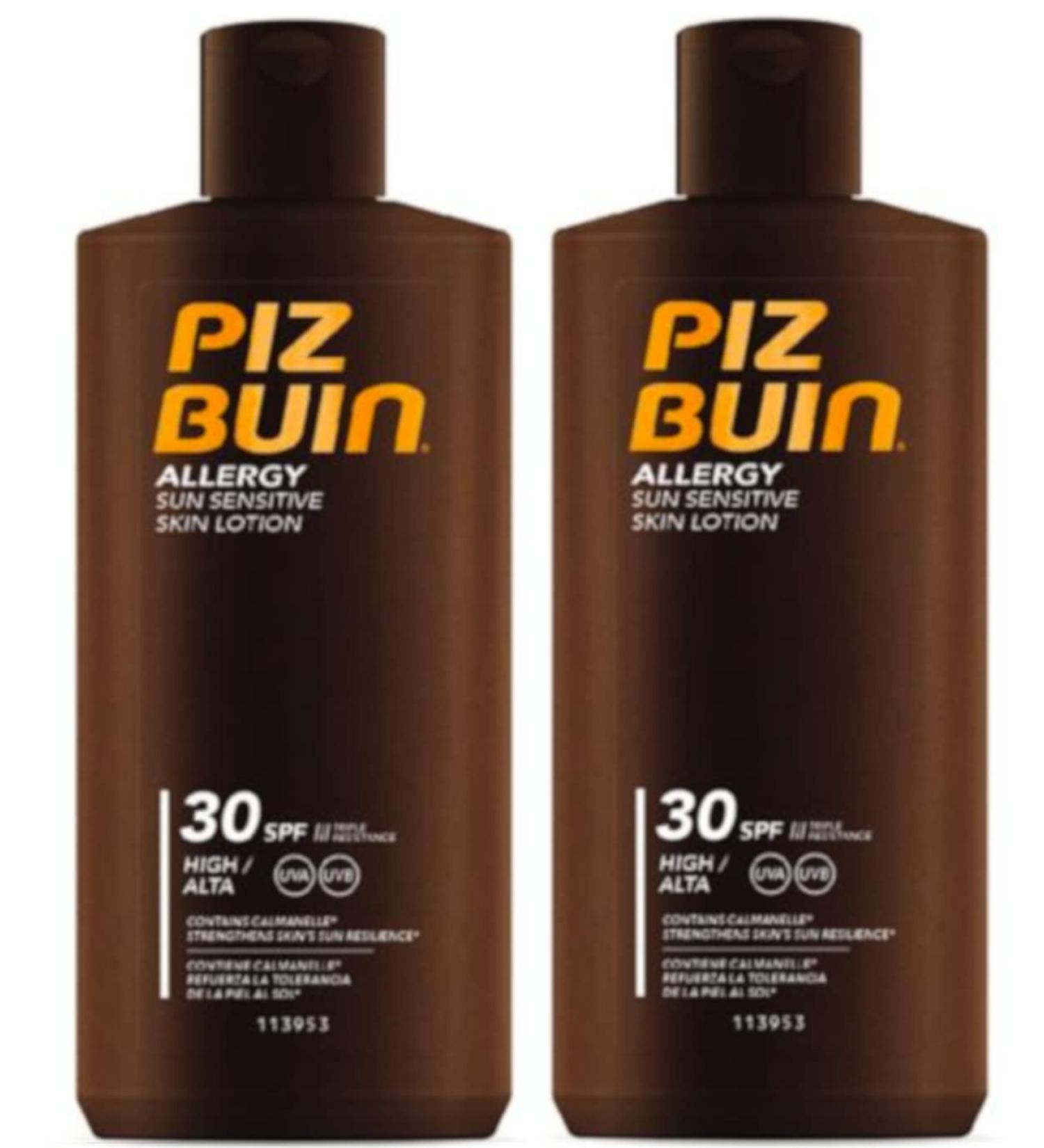 Piz Buin Allergy Lotion SPF 30 (2 Pack 2 X 200Ml Each Prevent Prickly Heat SPF 30 SPF 30 200 ml (2 Pack)